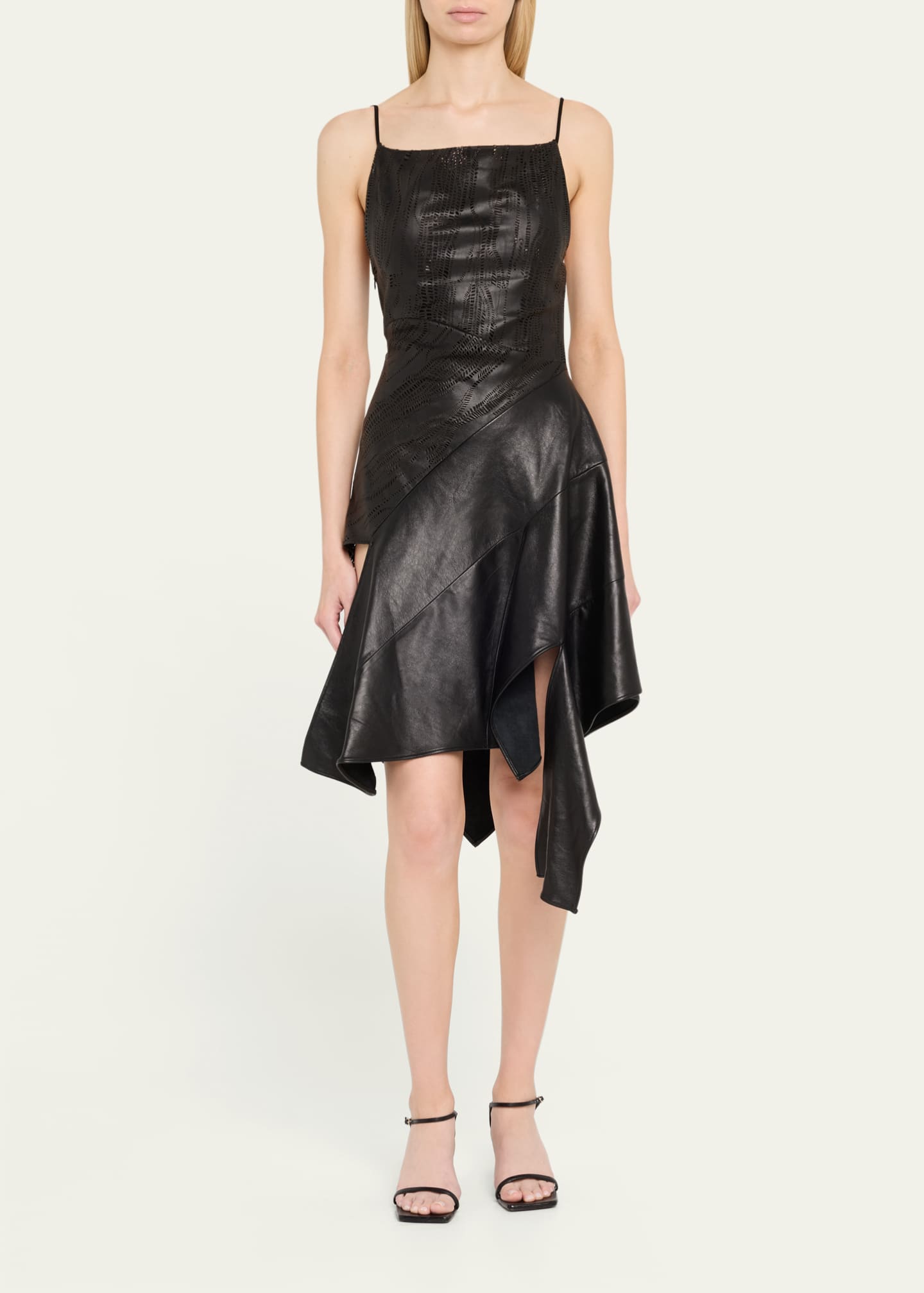 Theophilio Asymmetric Leather Dress Image 2 of 5