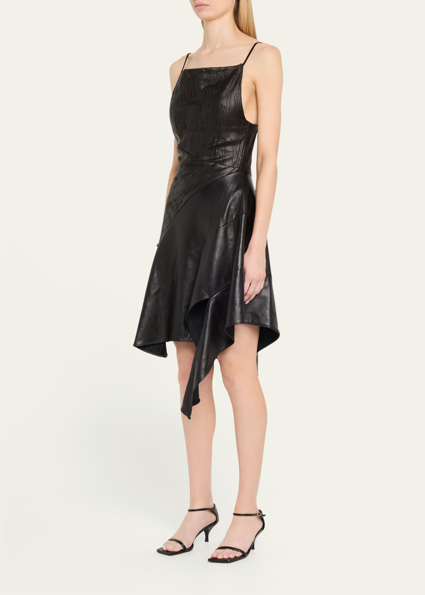 Theophilio Asymmetric Leather Dress Image 4 of 5
