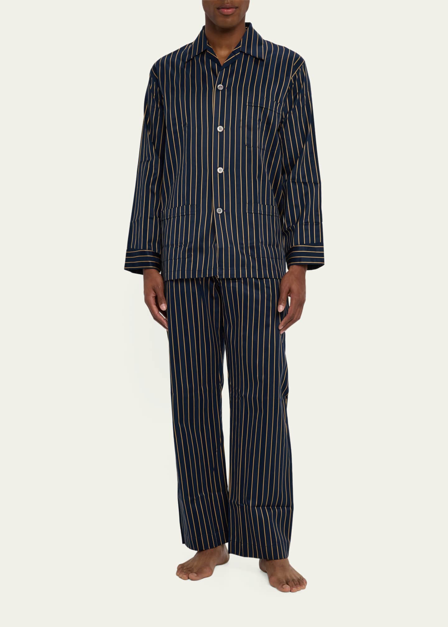 Men's Royal Satin Stripe Long Pajama Set