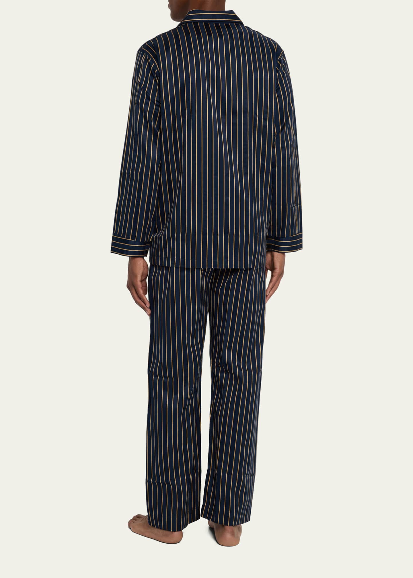 Men's Royal Satin Stripe Long Pajama Set