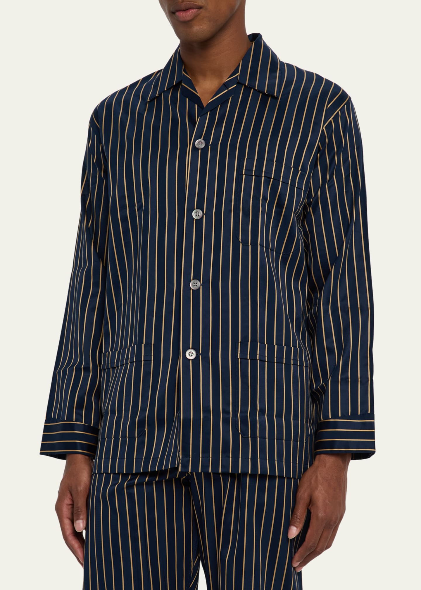 Men's Royal Satin Stripe Long Pajama Set