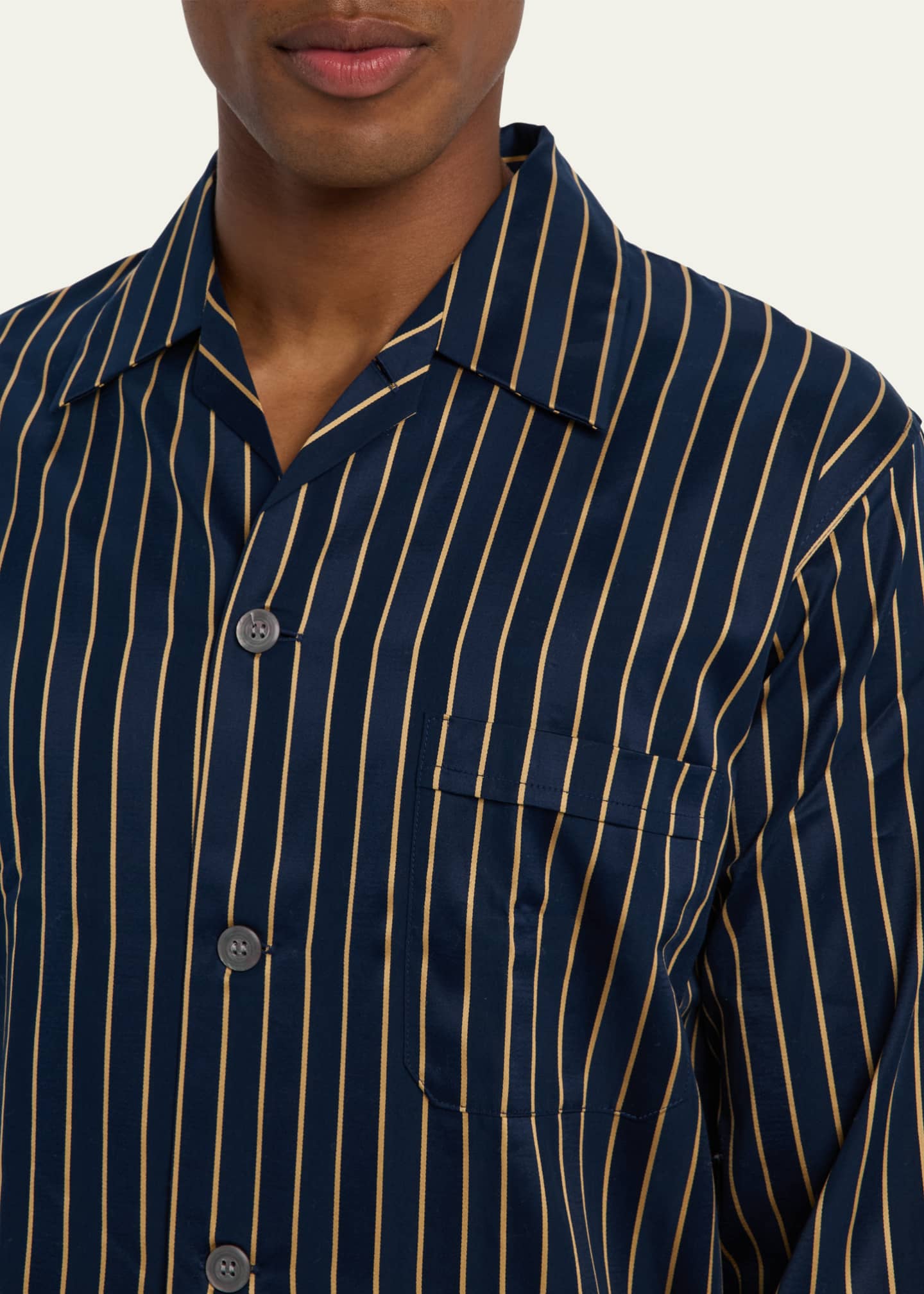 Men's Royal Satin Stripe Long Pajama Set