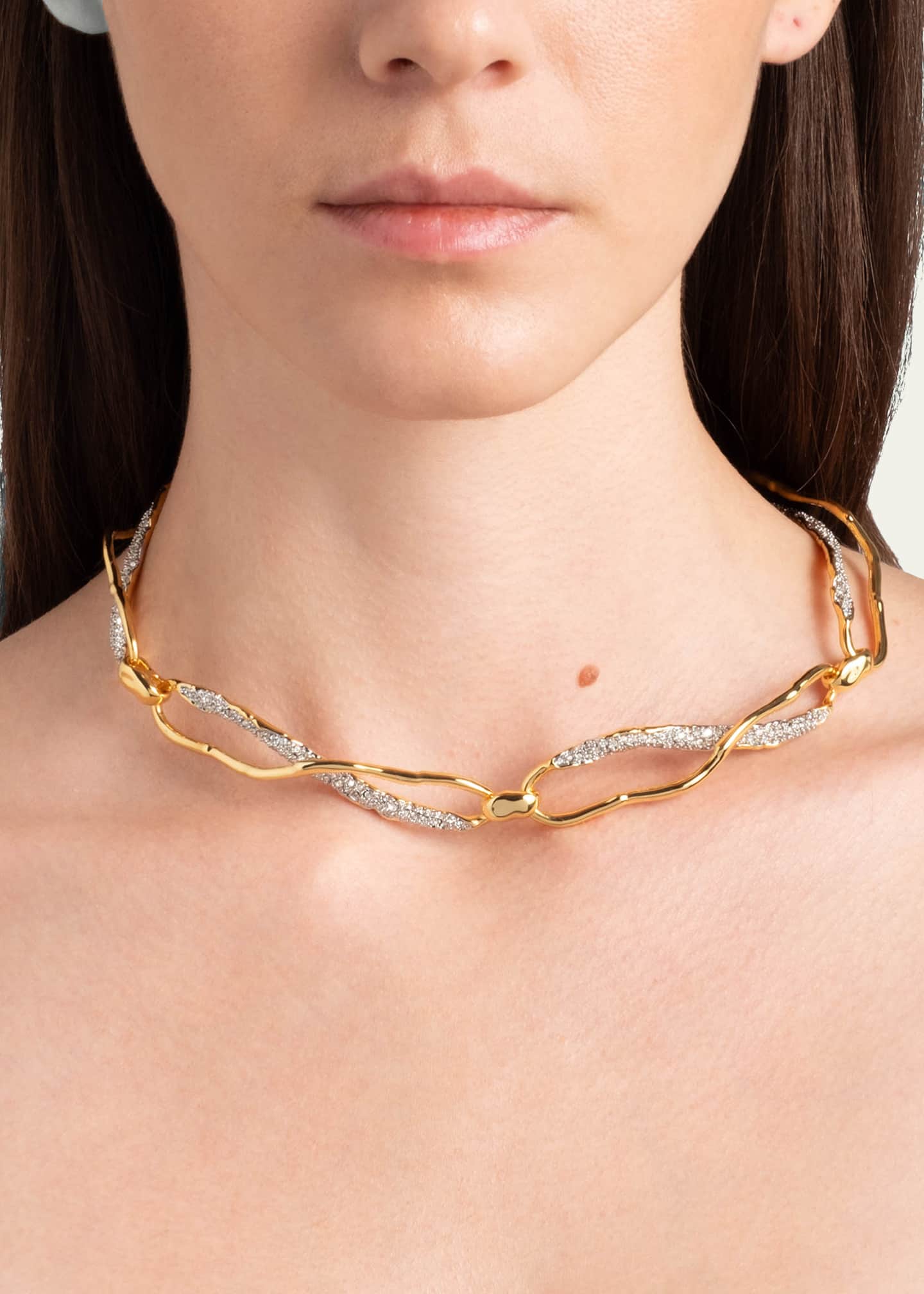 Alexis Bittar Solanes Gold Crystal Infinity Link Necklace Image 2 of 2