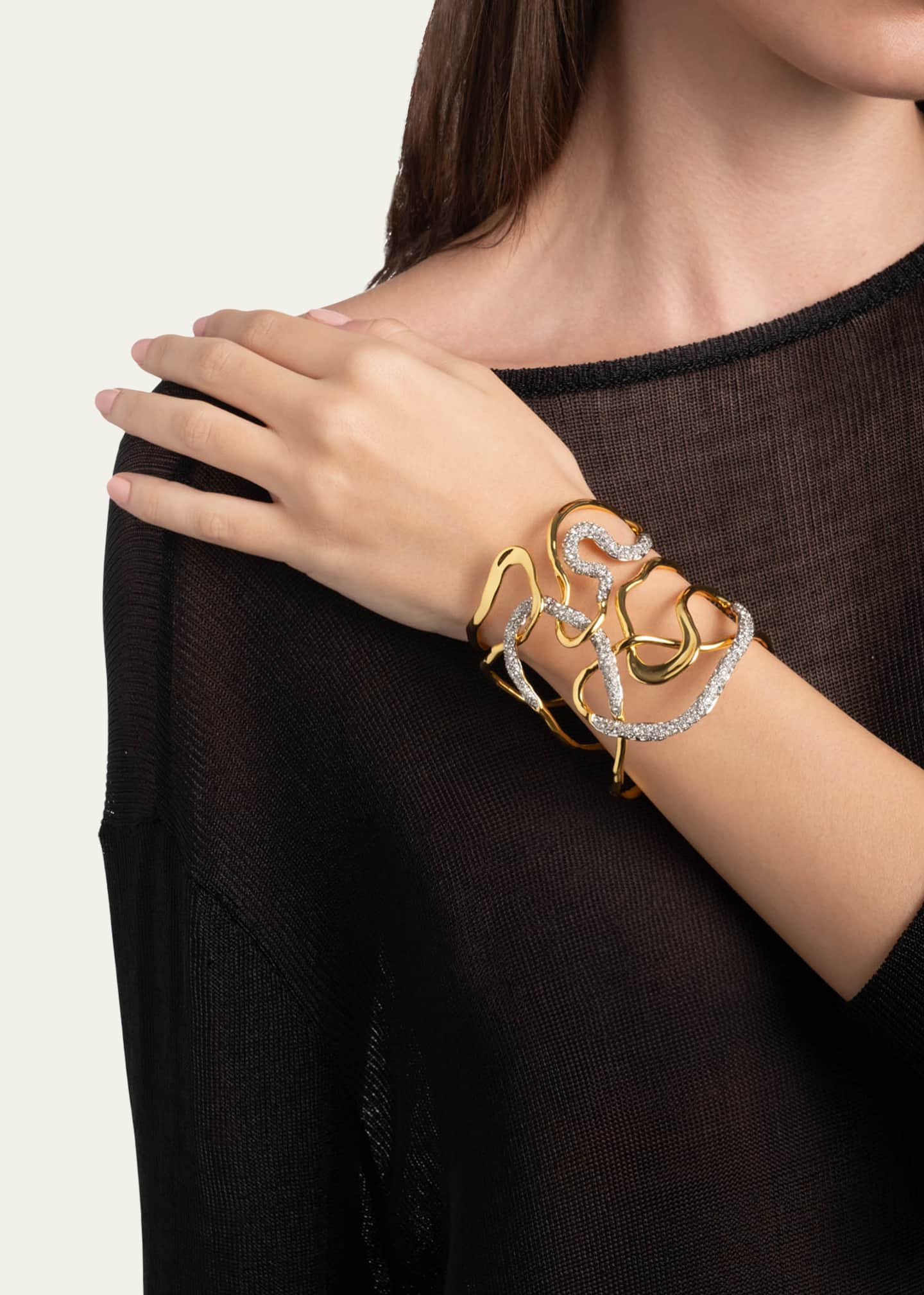 Alexis Bittar Solanales Gold Crystal Intertwined Cuff Bracelet Image 2 of 3