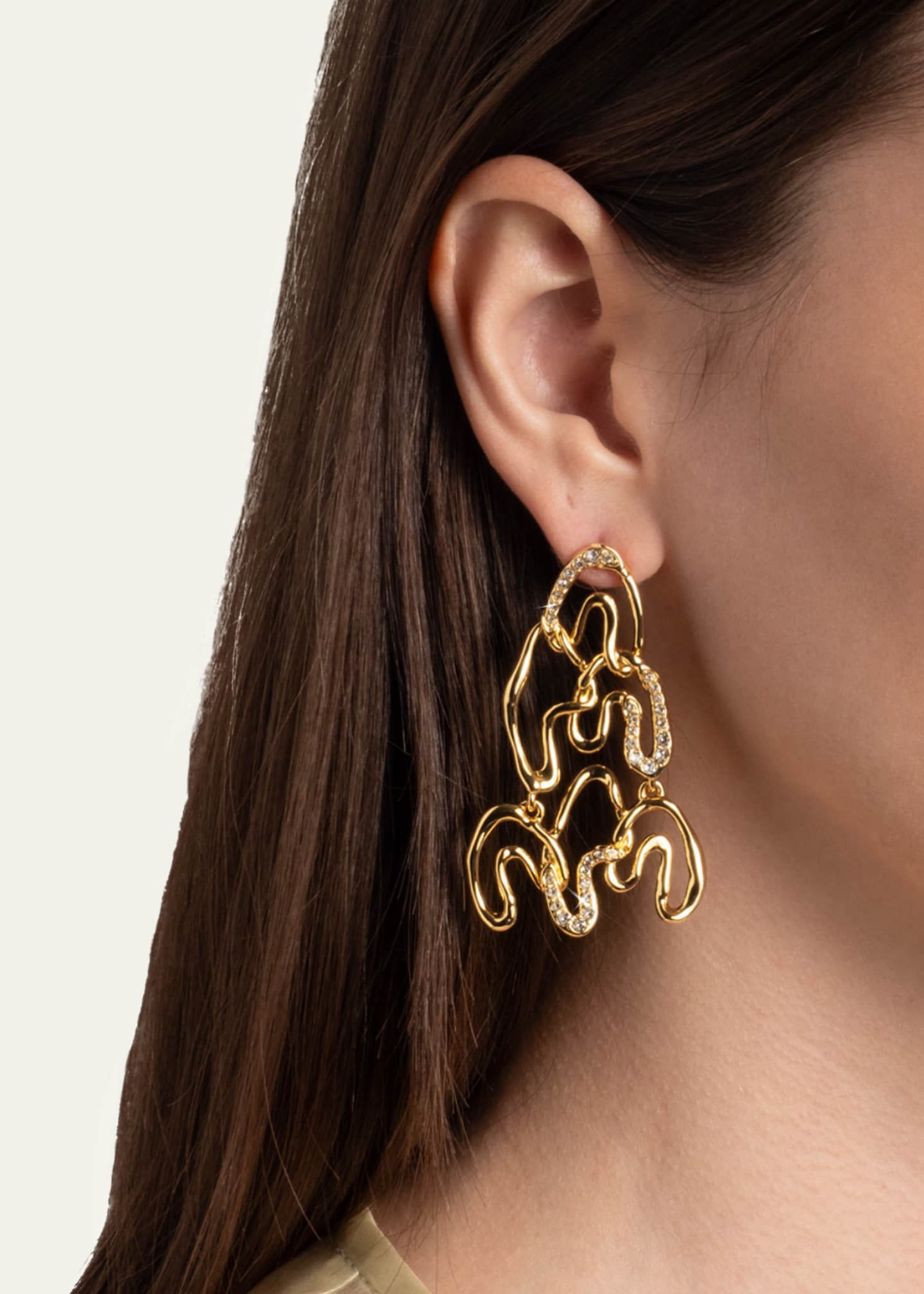 Alexis Bittar Solanales Gold-Plated Crystal Chandelier Earrings Image 2 of 3