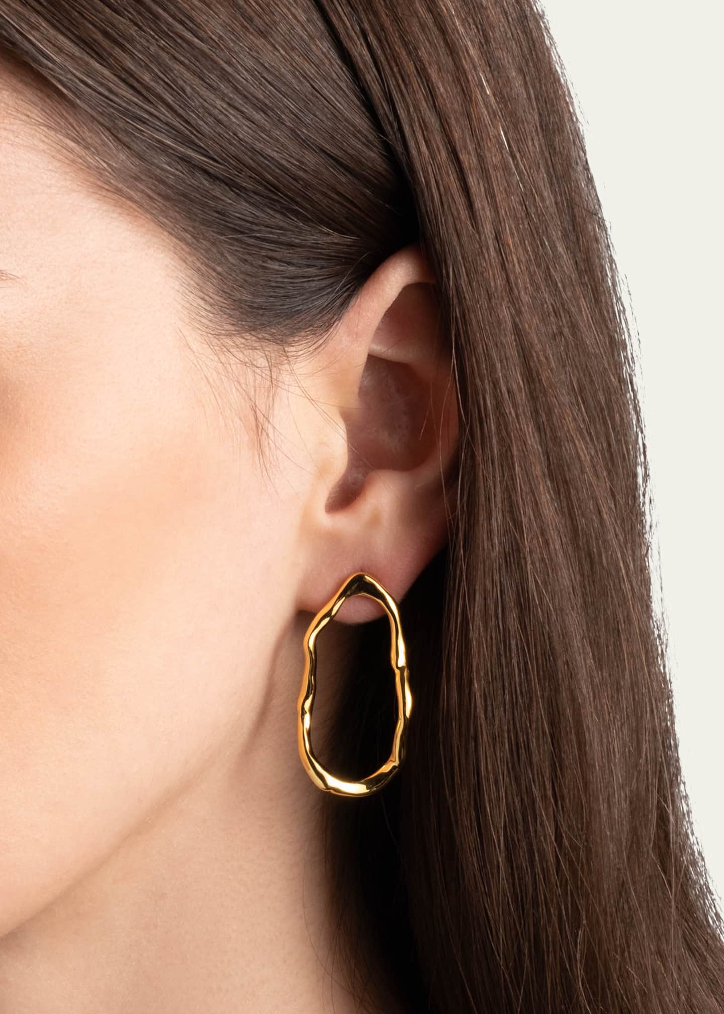 Alexis Bittar Brut Gold-Plated Open Oval Post Earrings Image 2 of 3