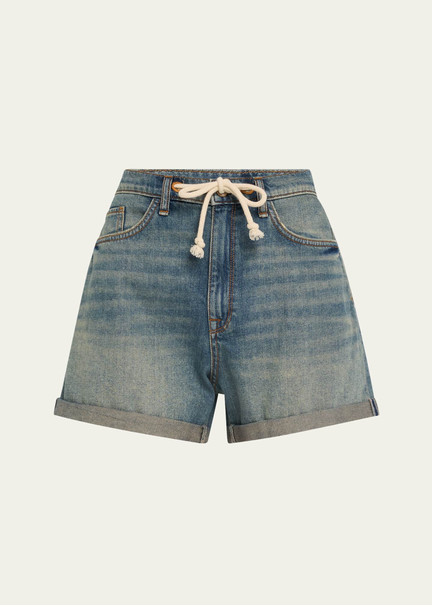 Triarchy Lucille Denim Drawstring Shorts Image 1 of 5