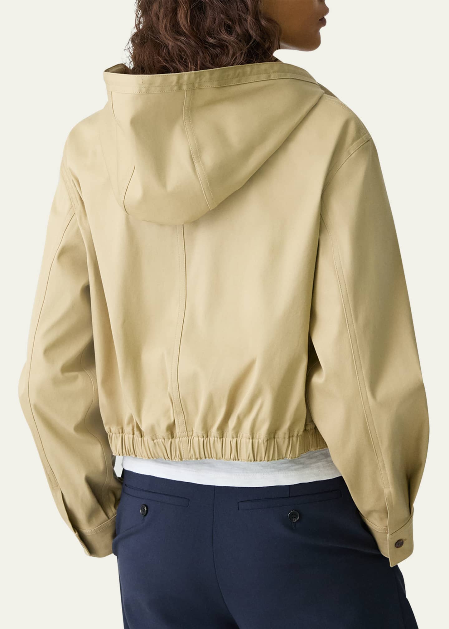 Theory Hooded Cropped Cotton Jacket Image 3 of 5