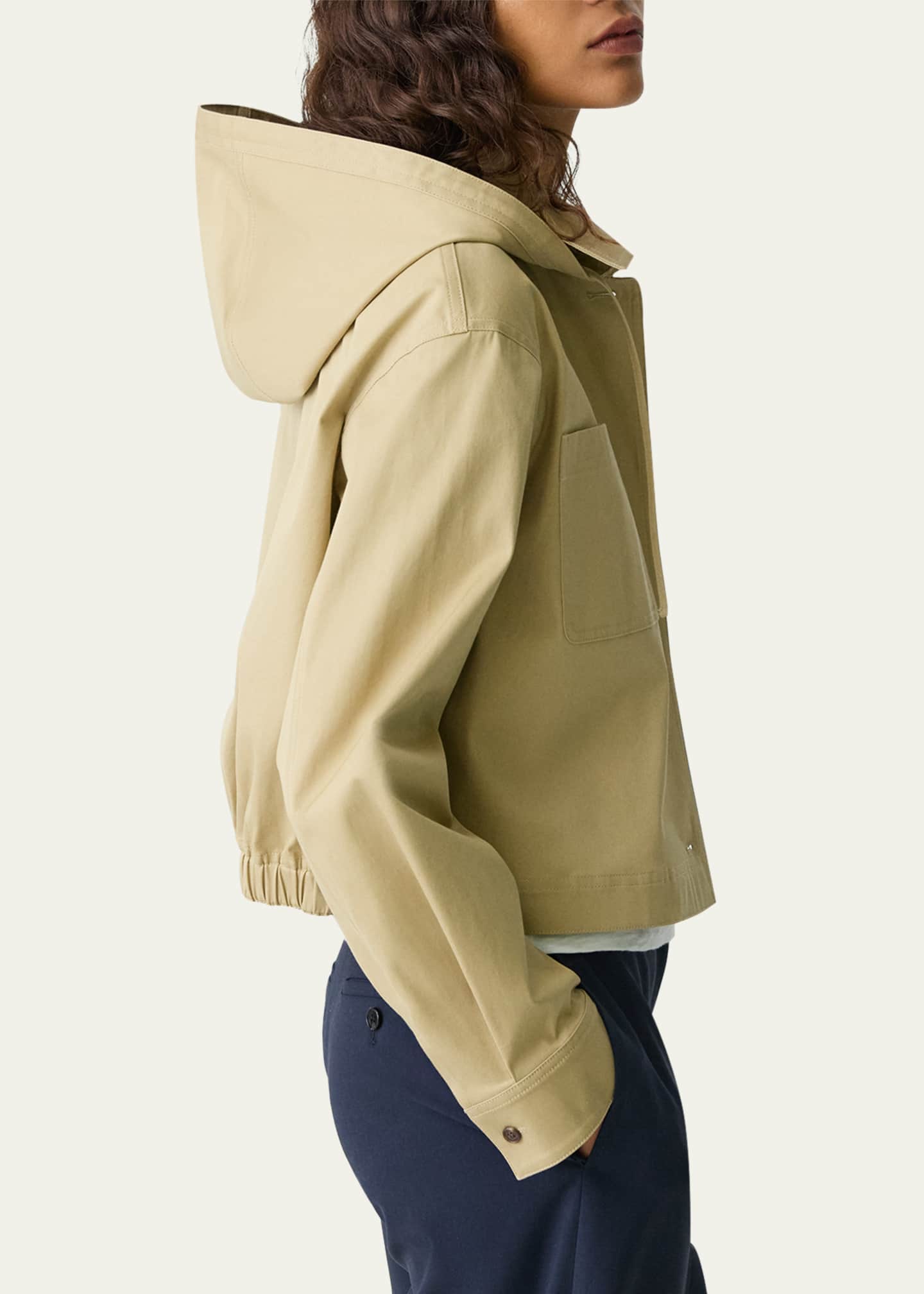 Theory Hooded Cropped Cotton Jacket Image 4 of 5