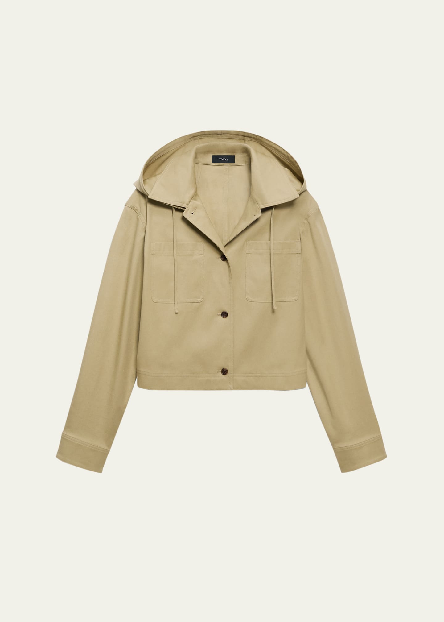Theory Hooded Cropped Cotton Jacket Image 1 of 5