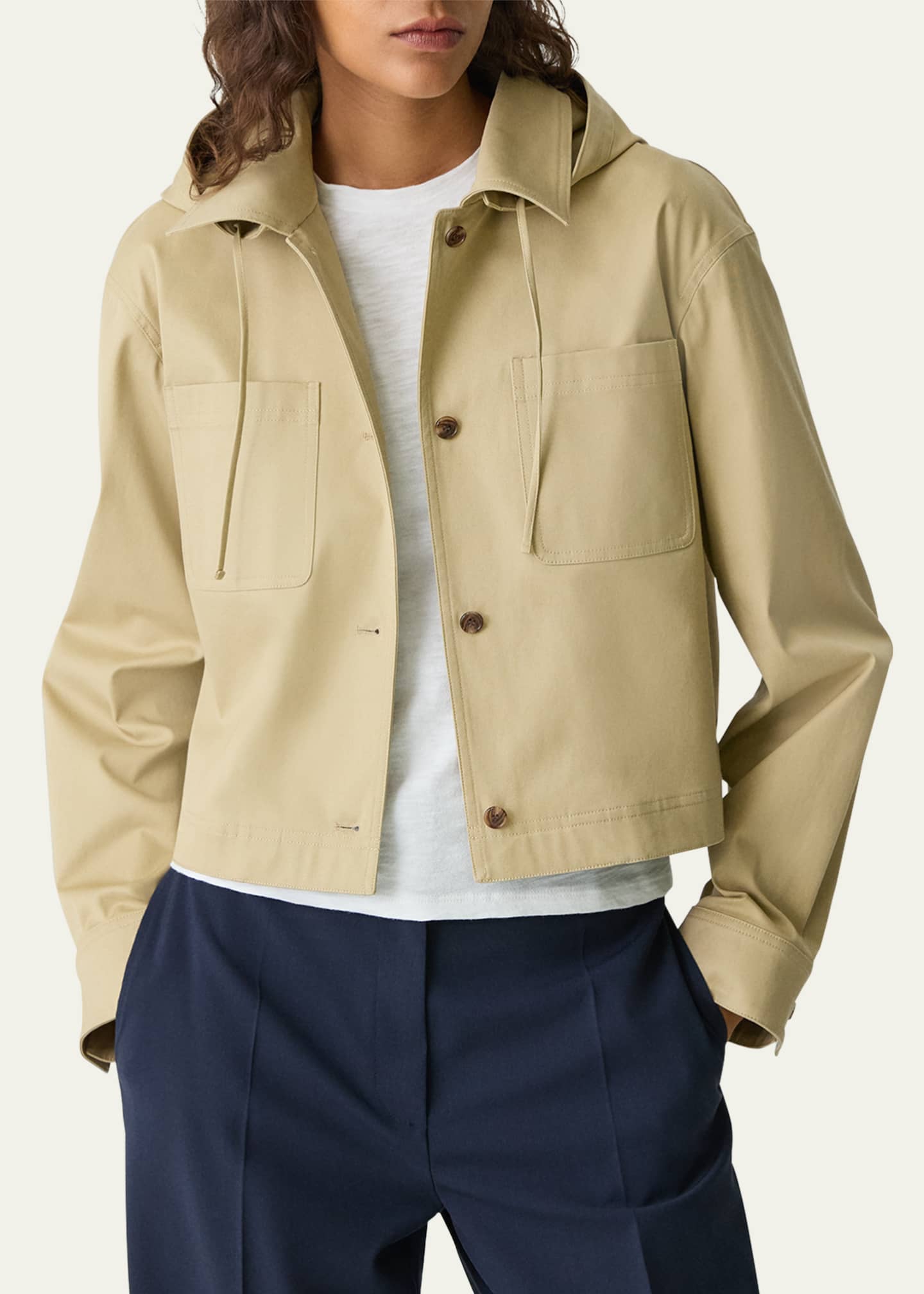 Theory Hooded Cropped Cotton Jacket Image 5 of 5