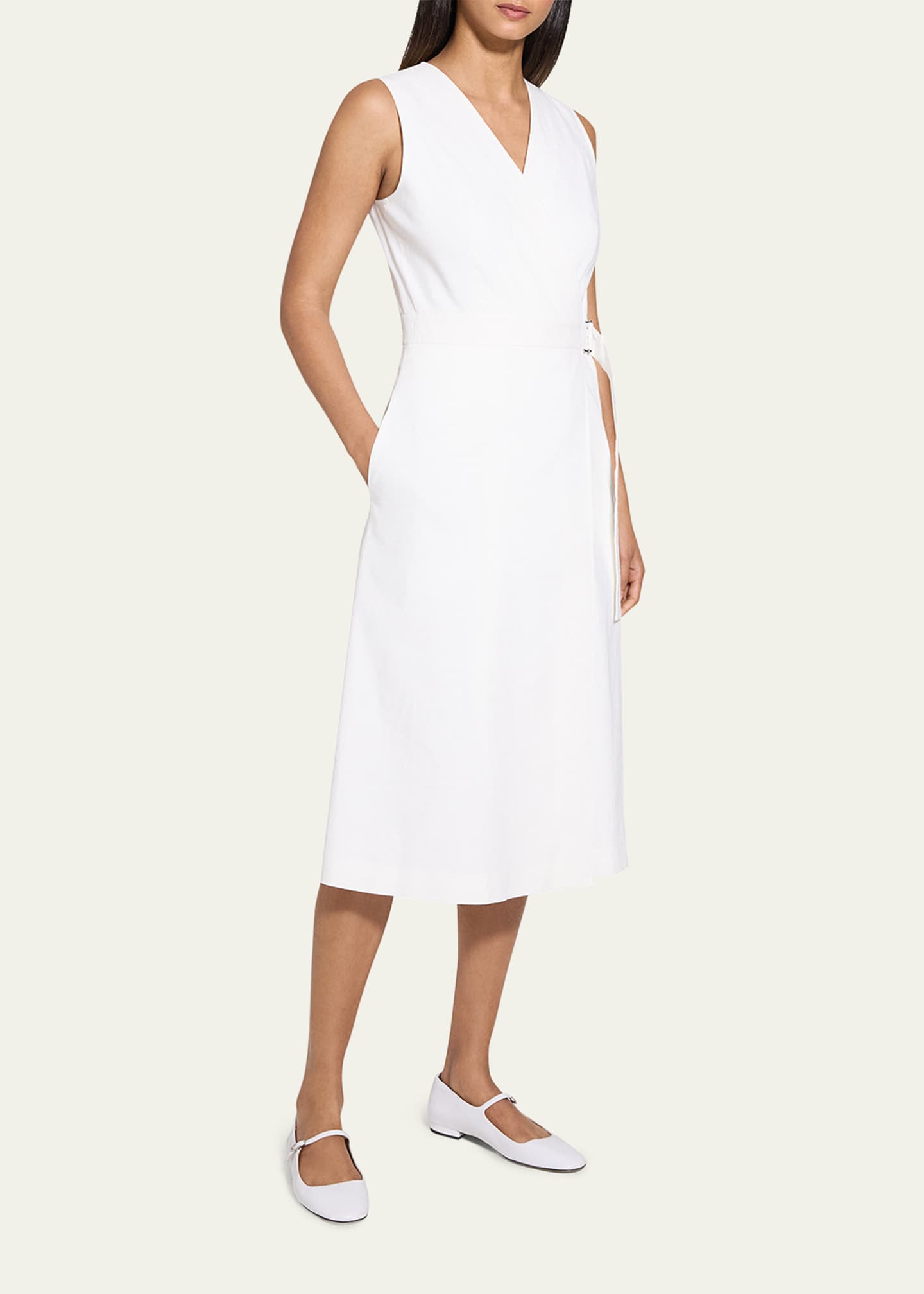 Theory Sleeveless A-Line Wrap Dress Image 4 of 5