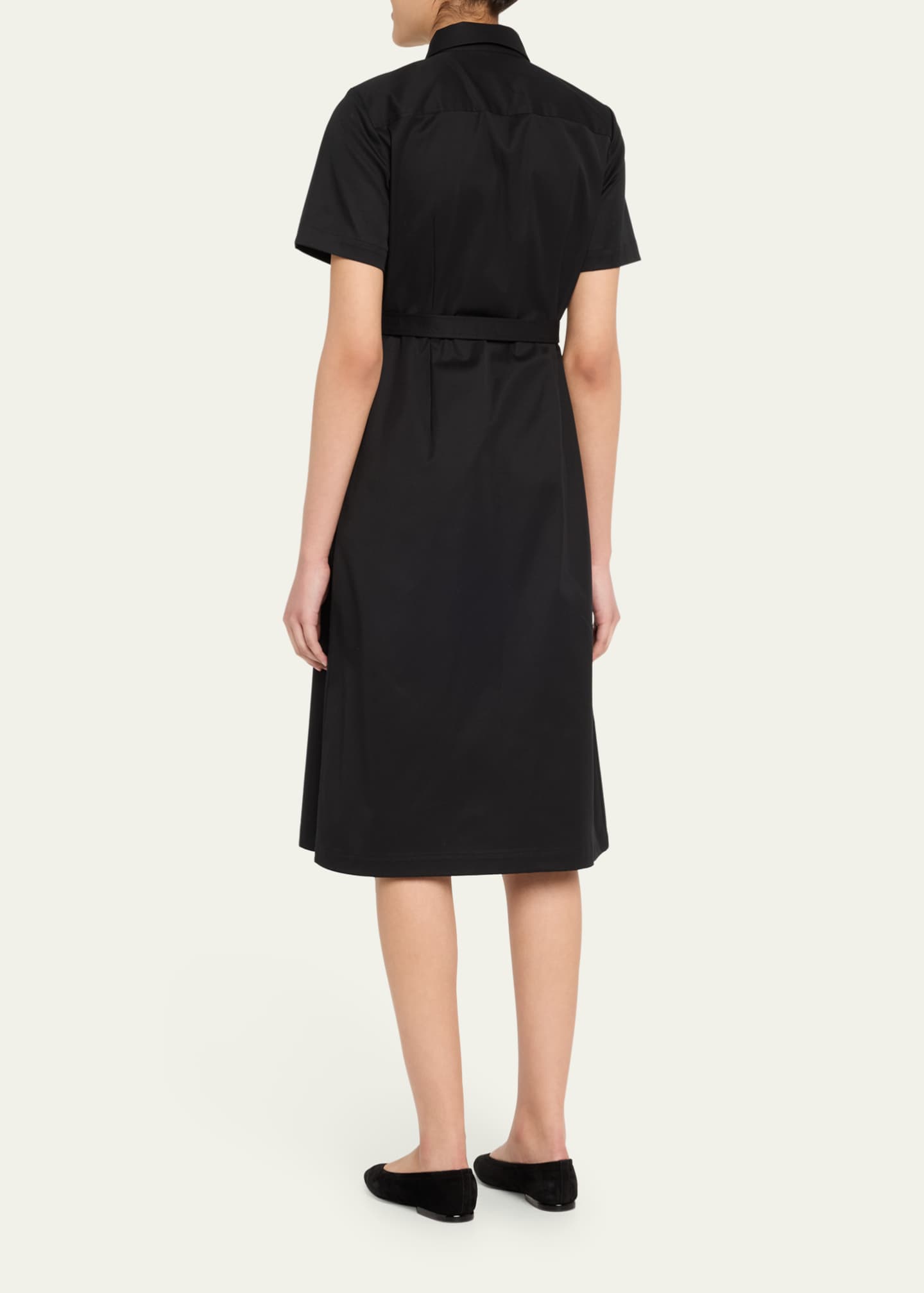 Theory Short-Sleeve Military Chino Midi Dress Image 3 of 5