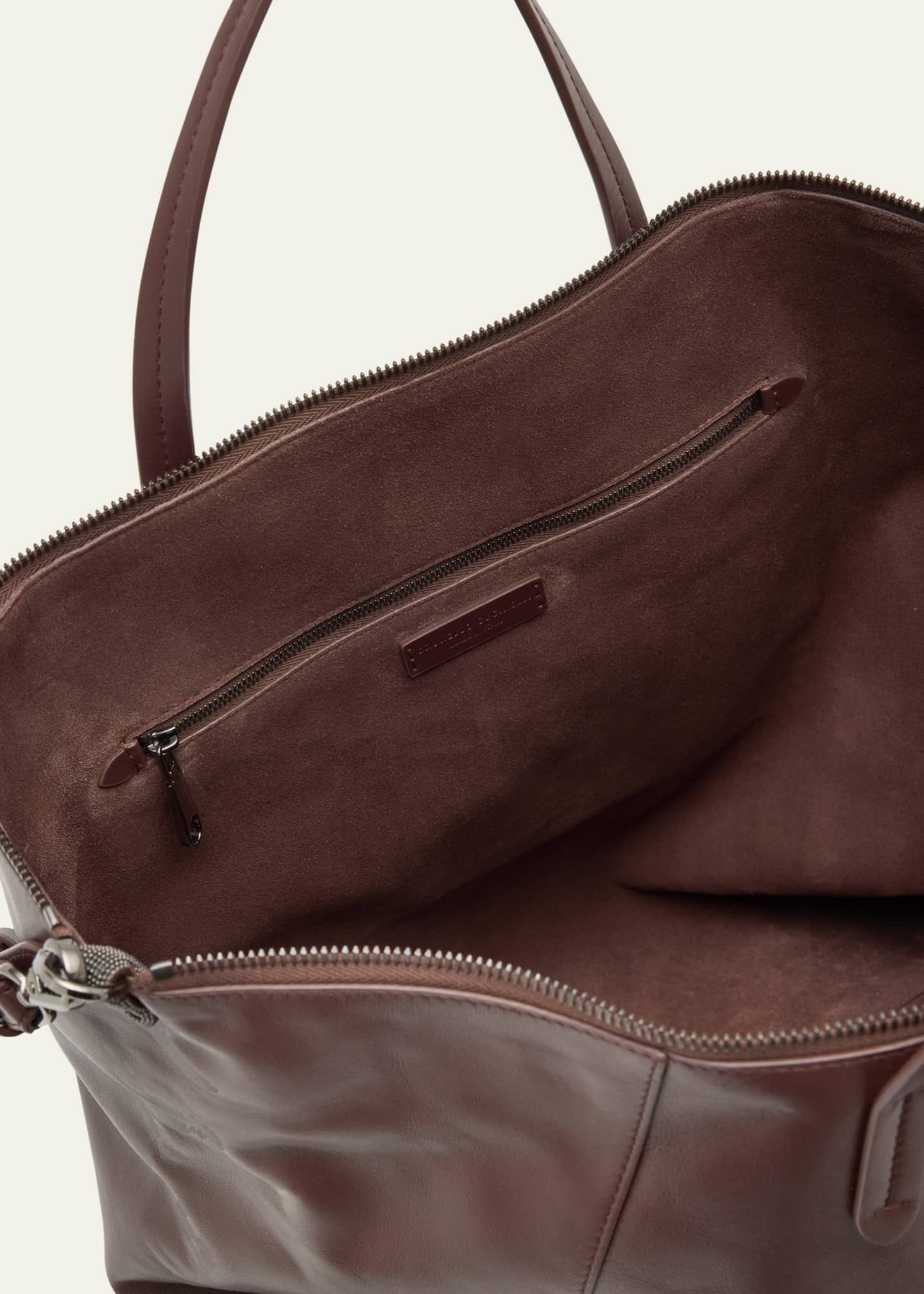 【関税&送料込】Brunello Cucinelli Borsa Duo In Pelle Calfskin BC Duo bag for Woman in Pine Cone Brown | Brunello