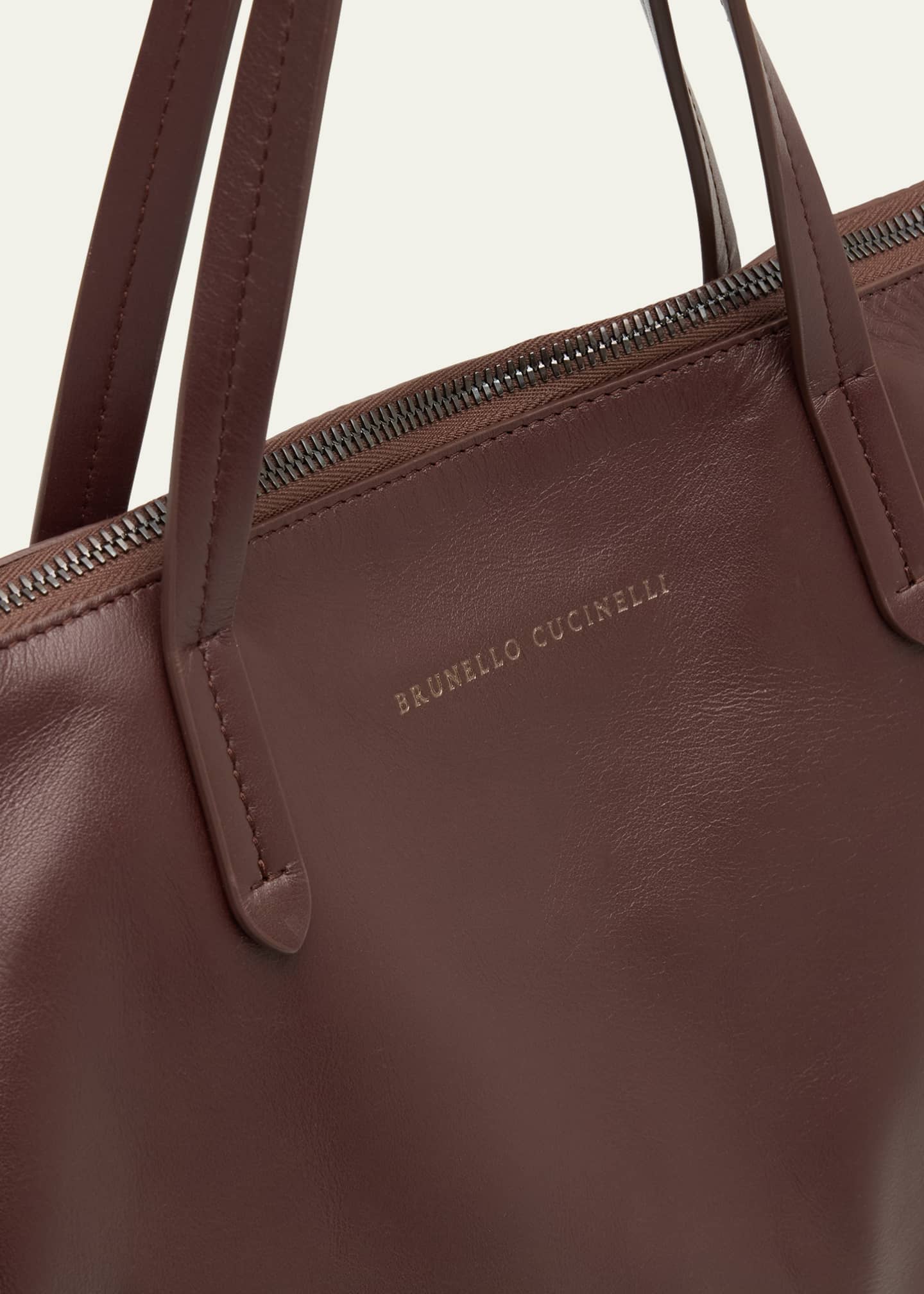 Brunello Cucinelli Duo Large Calfskin Shopper Shoulder Bag