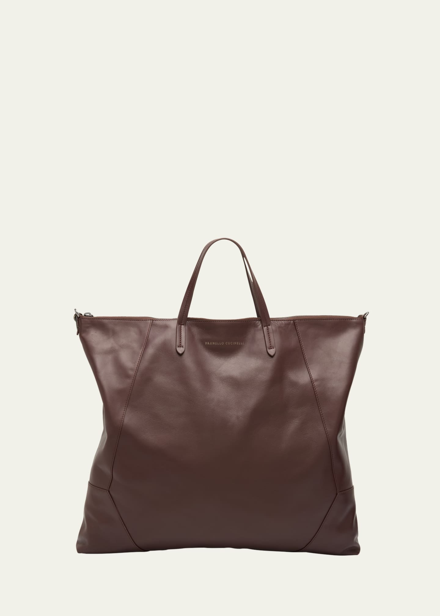 Brunello Cucinelli Duo Large Calfskin Shopper Shoulder Bag