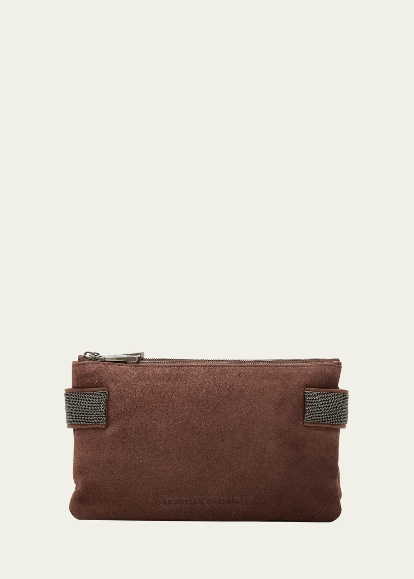 【送料&関税込】Brunello Cucinelli Suede Duomini Bag Suede mini BC Duo bag for Woman in Bark | Brunello Cucinelli