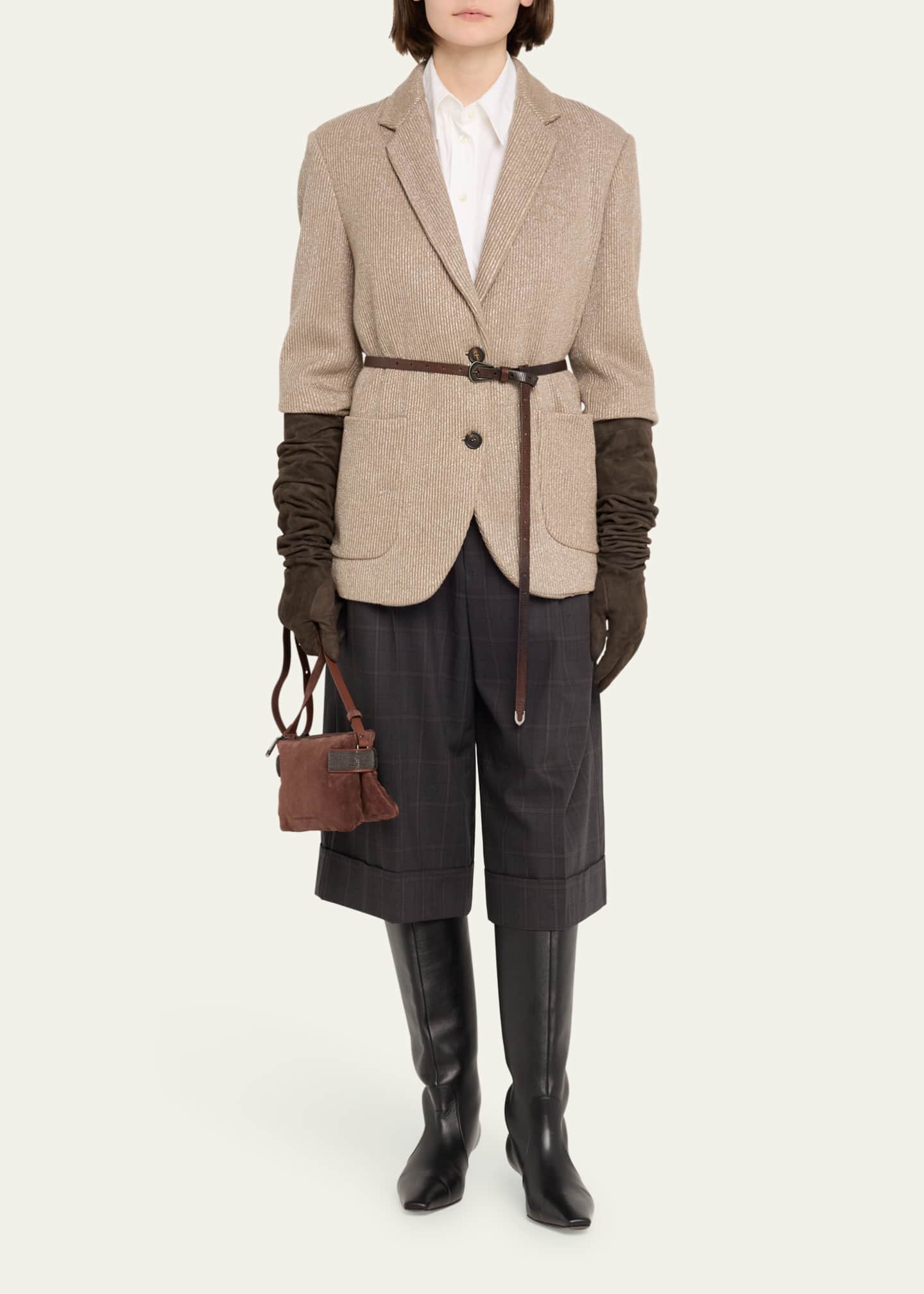 【関税＆送料込み】Brunello Cucinelli 'Essence' Small Handb Brunello Cucinelli Essence Mini Monili Velour Top-Handle Bag
