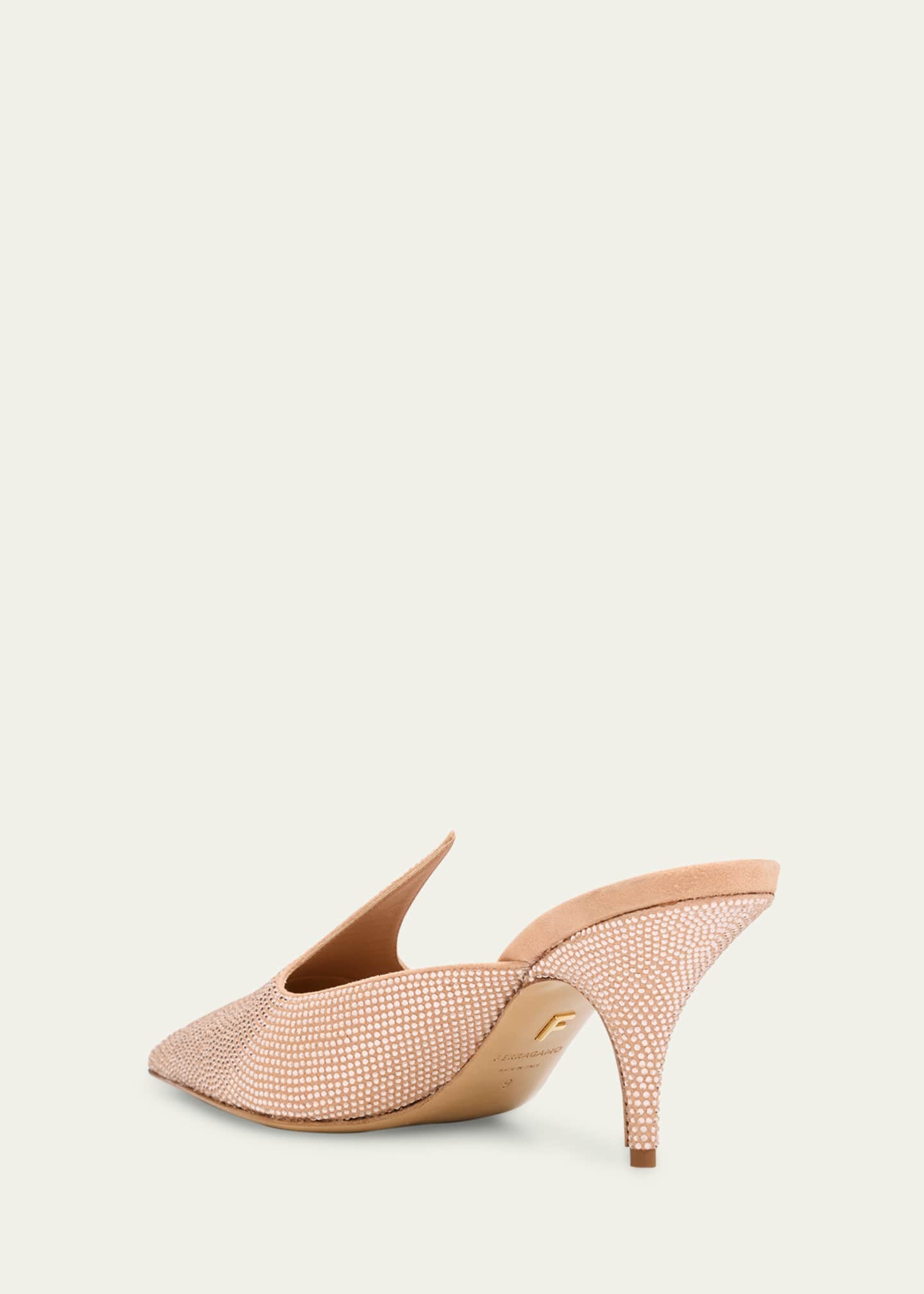Ferragamo Arvil Crystal Leather Mule Pumps Image 4 of 6