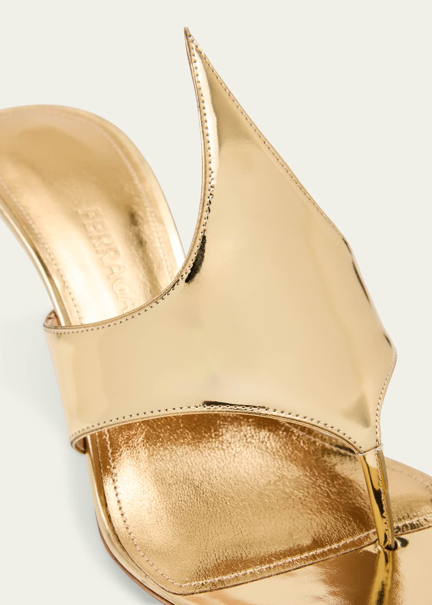Ferragamo Lyrai Metallic Leather Thong Sandals Image 5 of 6