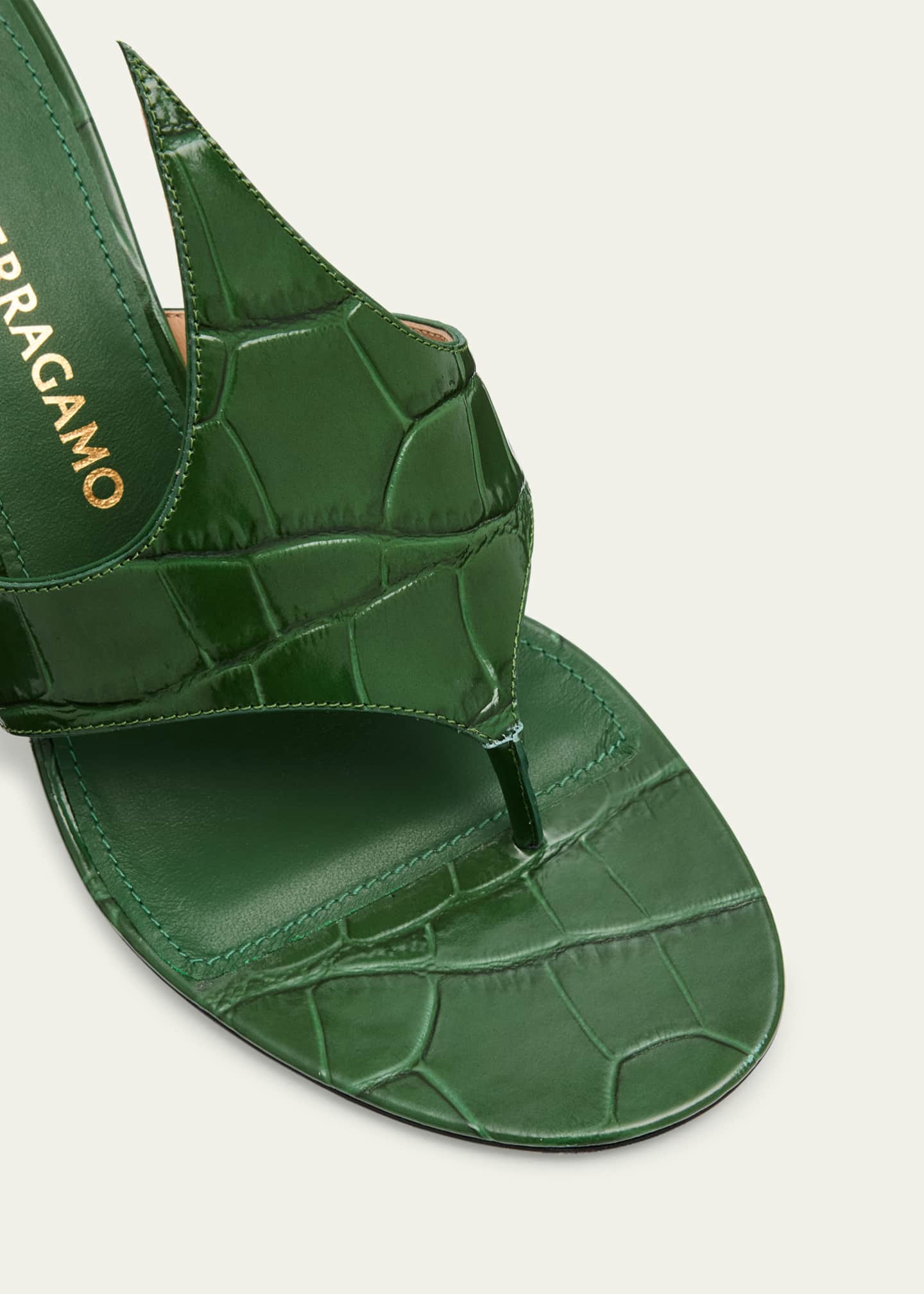 Ferragamo Lyrai Croco Thong Slide Sandals Image 4 of 5