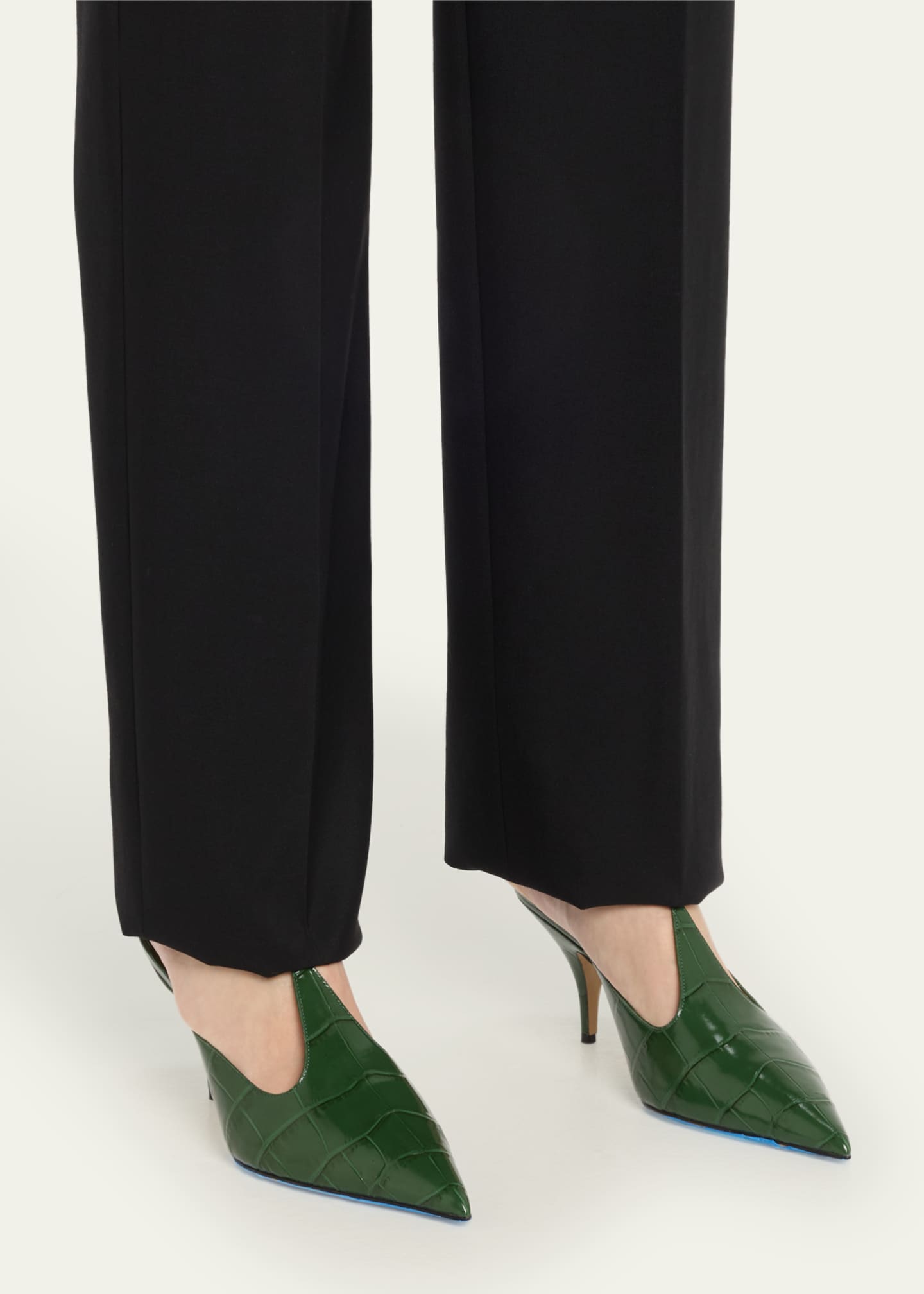 Ferragamo Avril Croc-Embossed Leather Mule Pumps Image 2 of 6