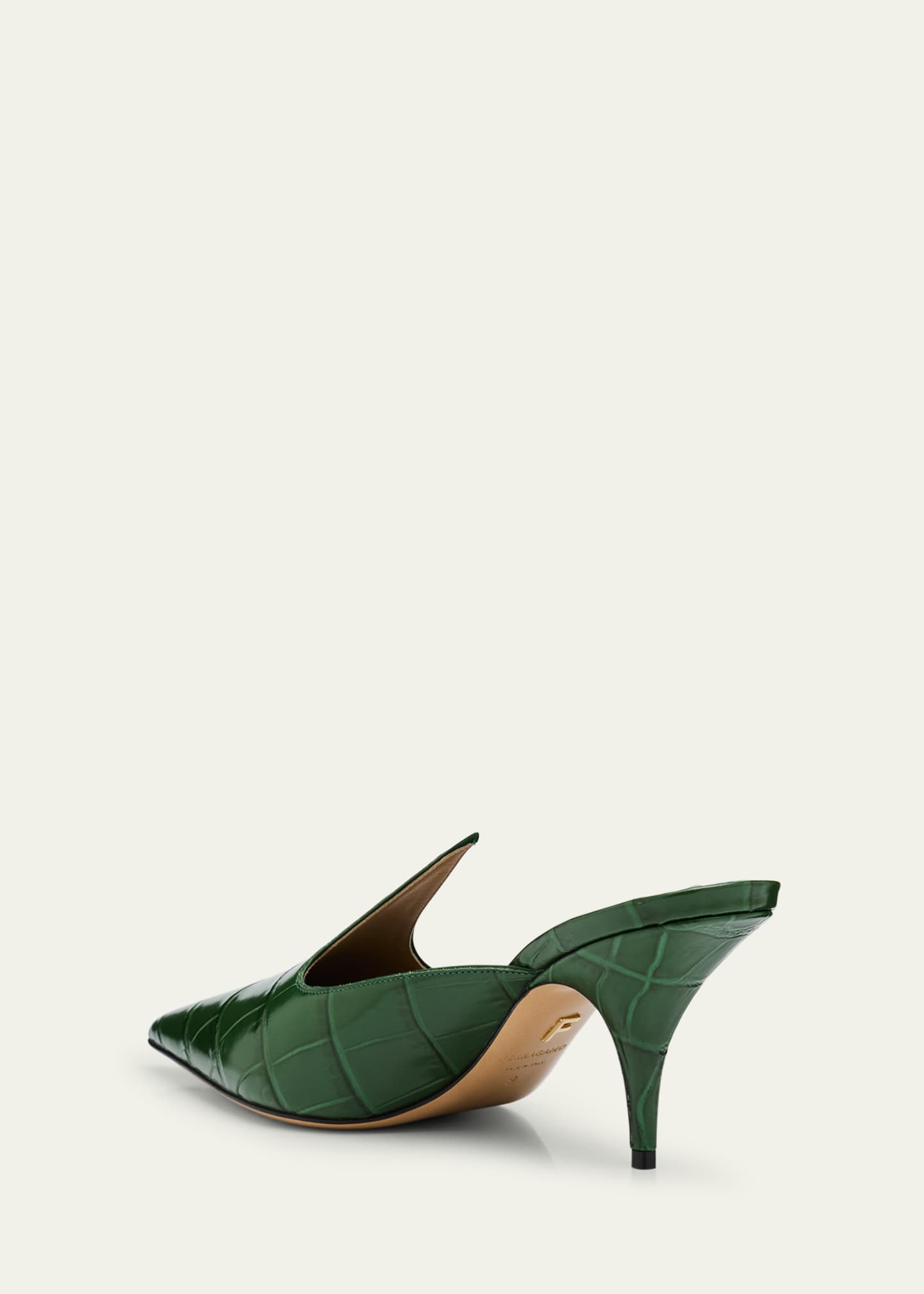 Ferragamo Avril Croc-Embossed Leather Mule Pumps Image 4 of 6