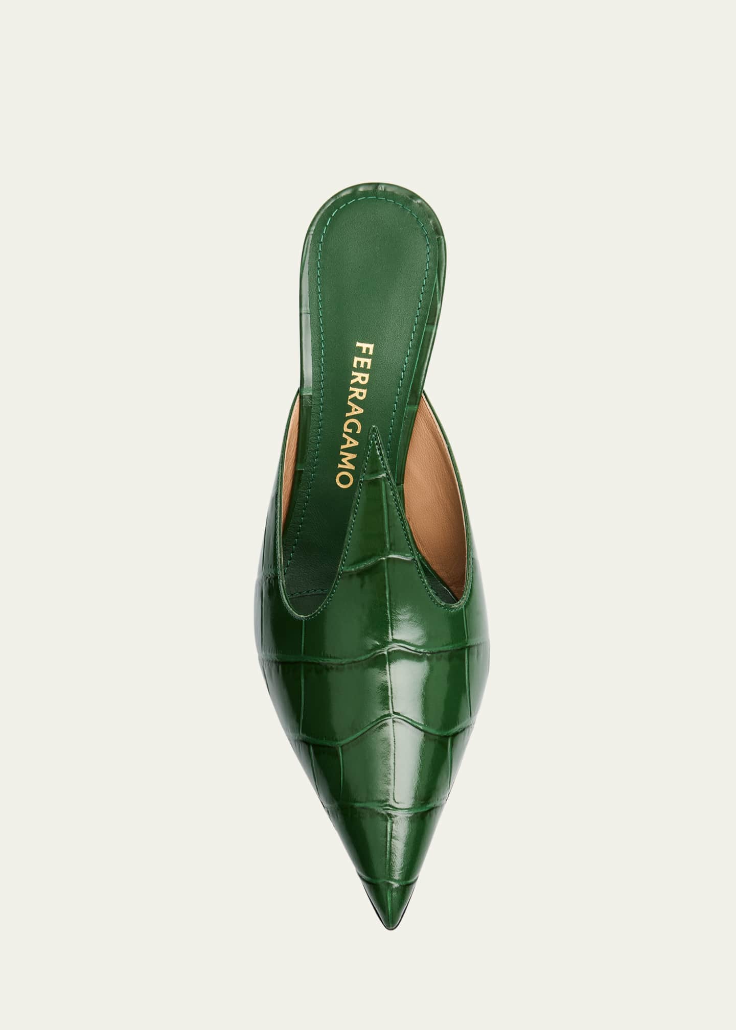 Ferragamo Avril Croc-Embossed Leather Mule Pumps Image 6 of 6