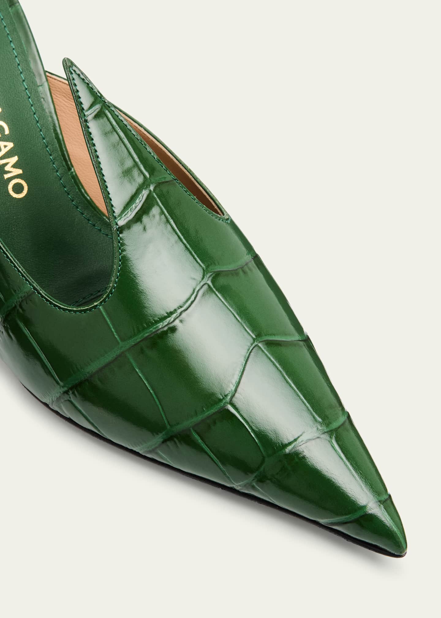 Ferragamo Avril Croc-Embossed Leather Mule Pumps Image 5 of 6