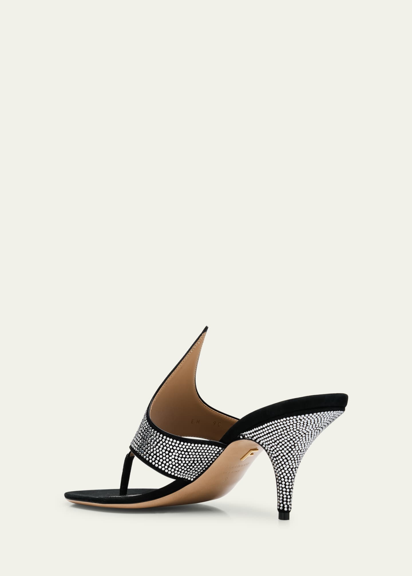 Ferragamo Lyrai Crystal Suede Thong Sandals Image 4 of 6