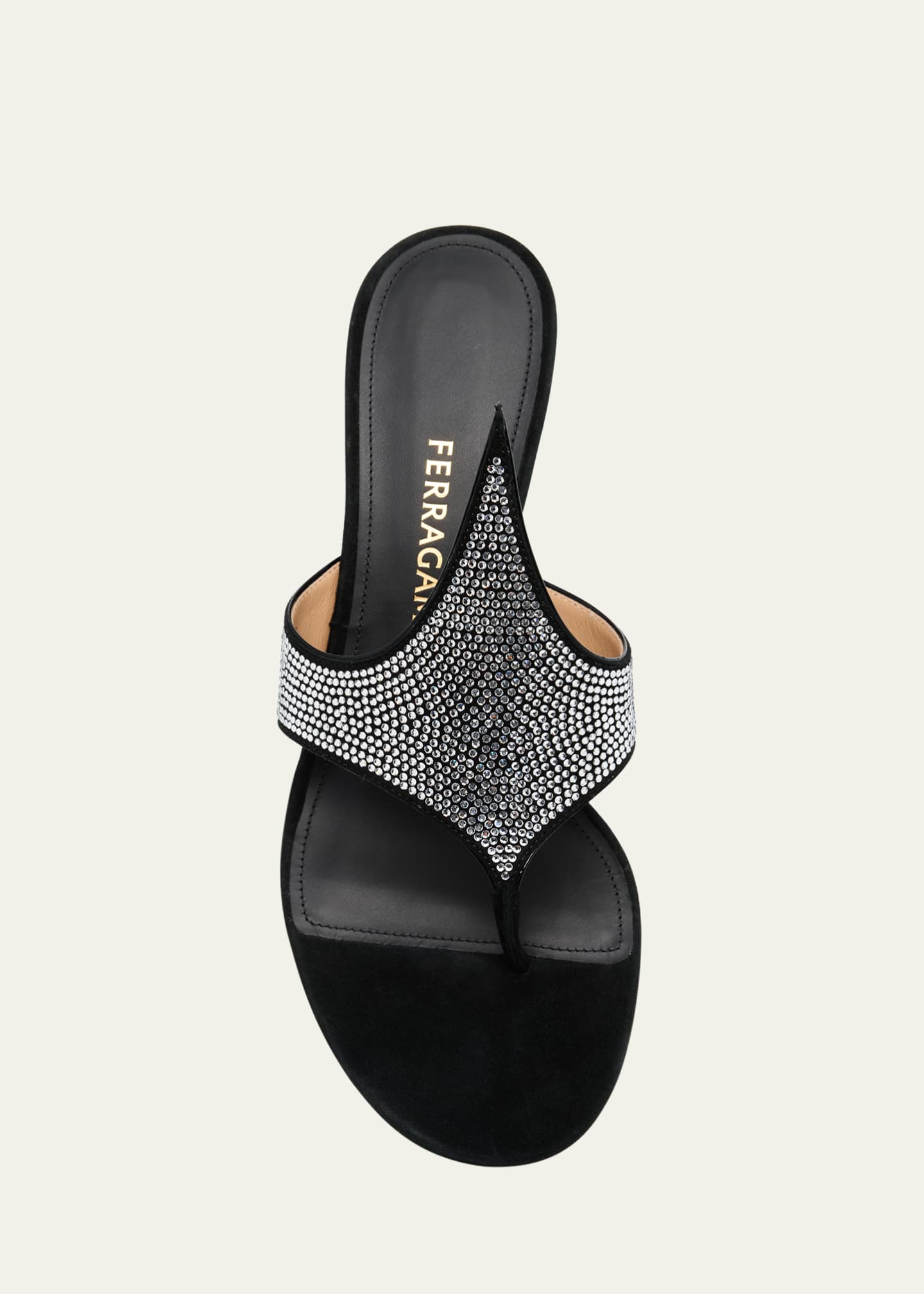 Ferragamo Lyrai Crystal Suede Thong Sandals - Bergdorf Goodman