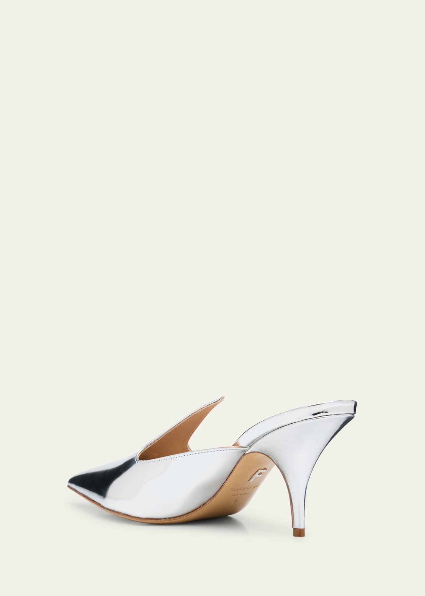 Ferragamo Avril Metallic Leather Mule Pumps Image 4 of 6