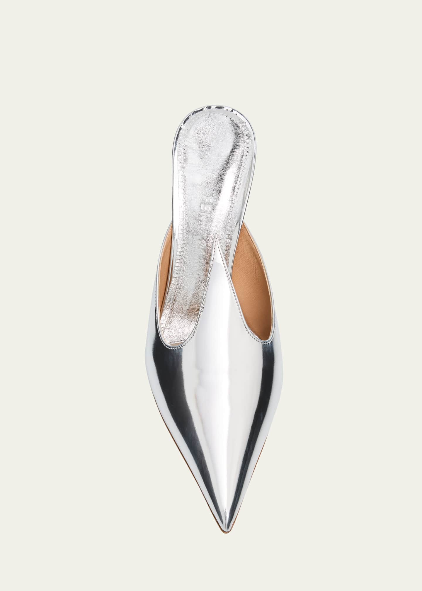 Ferragamo Avril Metallic Leather Mule Pumps Image 6 of 6