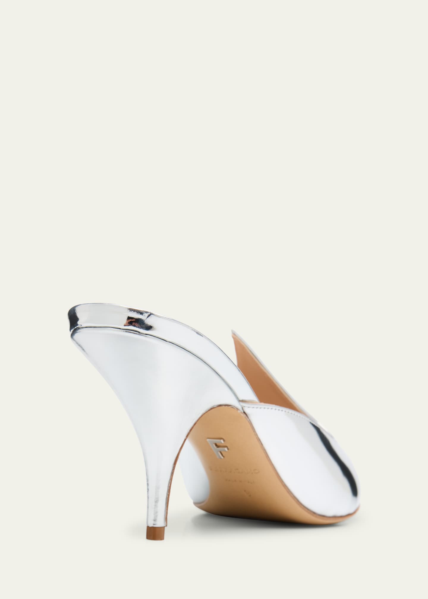 Ferragamo Avril Metallic Leather Mule Pumps Image 5 of 6