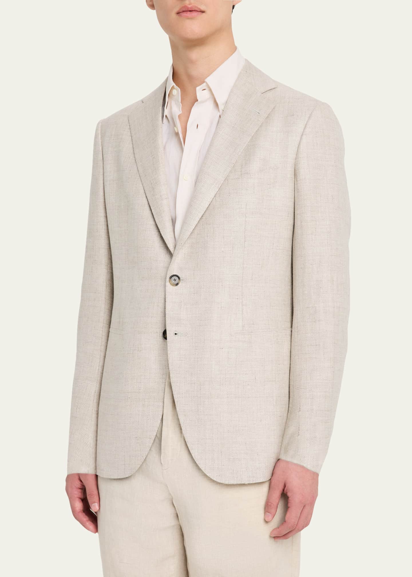 Cesare Attolini Men's Diagonal Mini-Herringbone Sport Coat Image 4 of 8