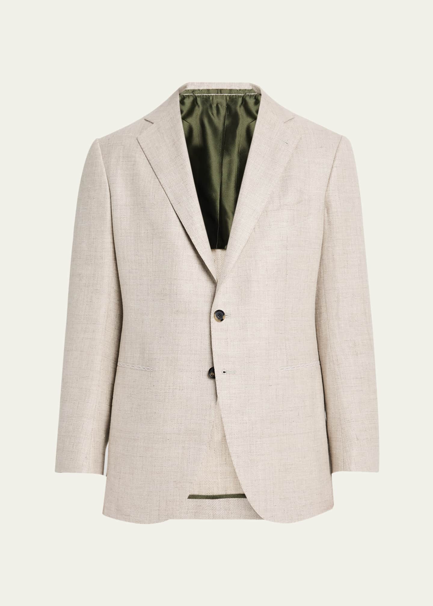 Cesare Attolini Men's Diagonal Mini-Herringbone Sport Coat Image 1 of 8