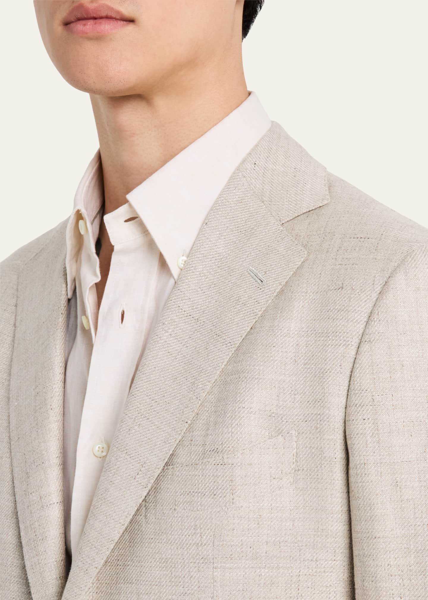Cesare Attolini Men's Diagonal Mini-Herringbone Sport Coat Image 5 of 8