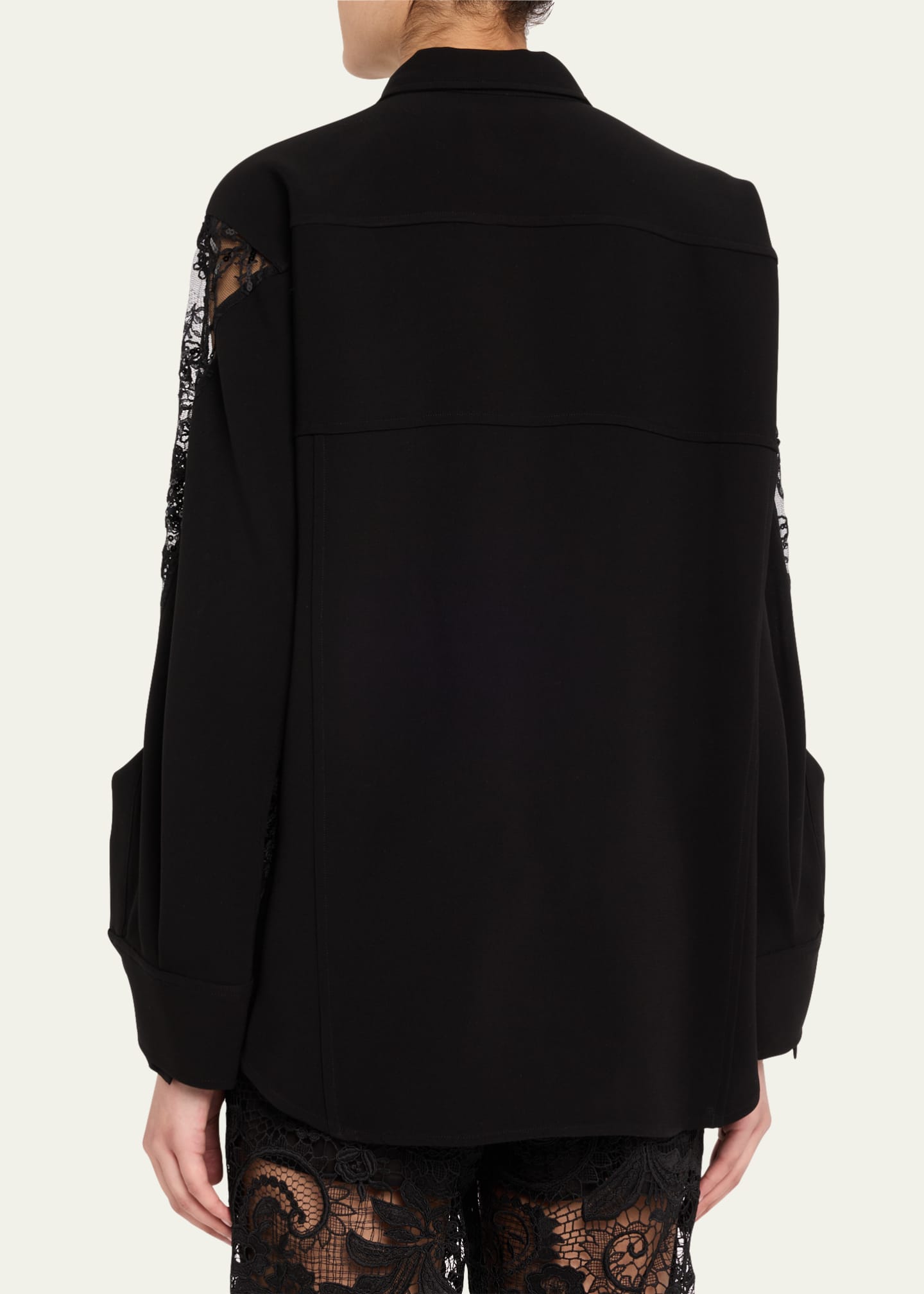 3.1 Phillip Lim Rosette Sequined Lace Sheer Button-Down Shirt Image 3 of 5