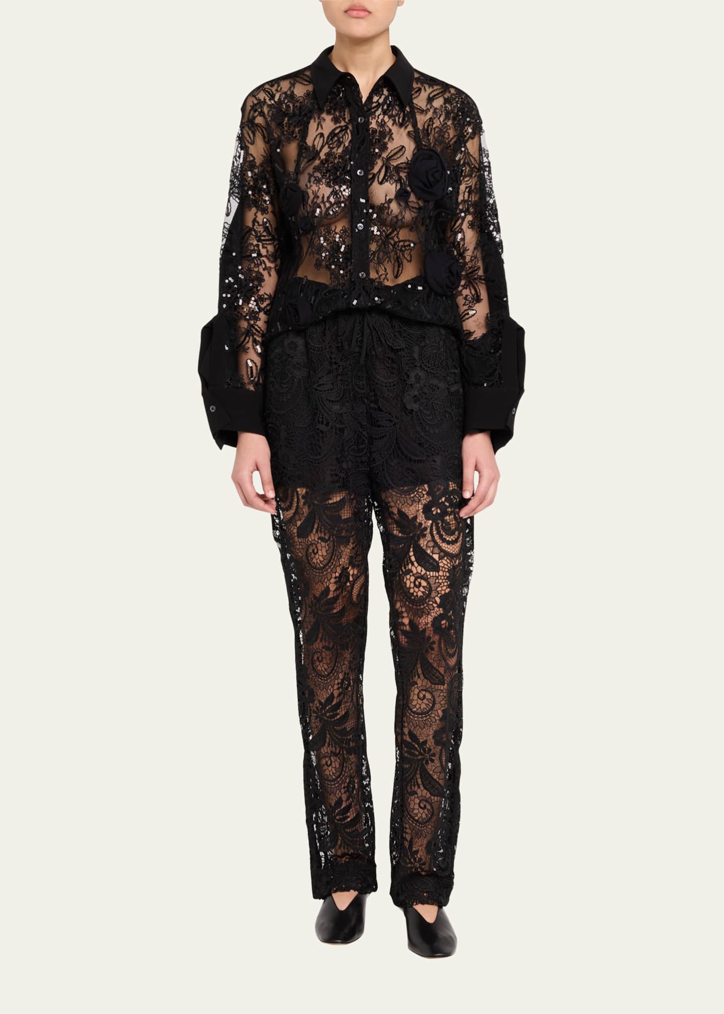 3.1 Phillip Lim Embroidered Lace Drawstring Pants Image 2 of 5