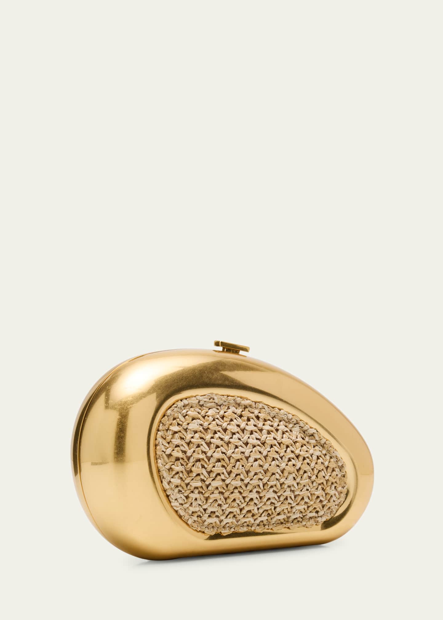 SIMKHAI Luna Oval Woven Clutch Bag Image 3 of 6