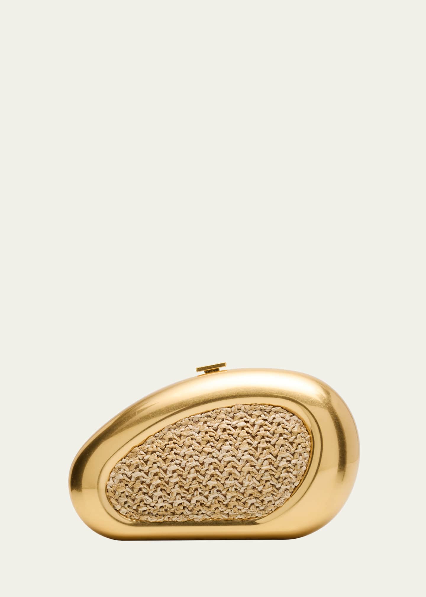 SIMKHAI Luna Oval Woven Clutch Bag Image 1 of 6