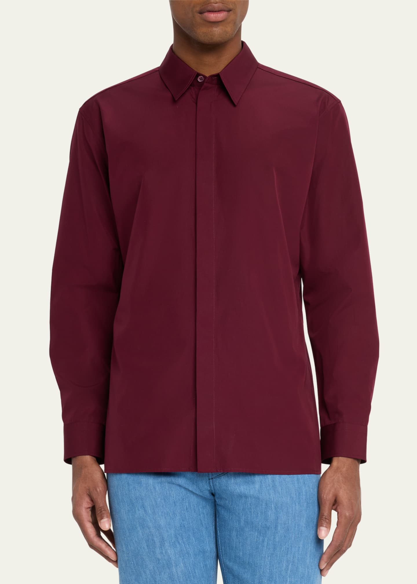Gabriela Hearst Men's Nicolas Cotton Concealed-Placket Sport Shirt Image 4 of 5
