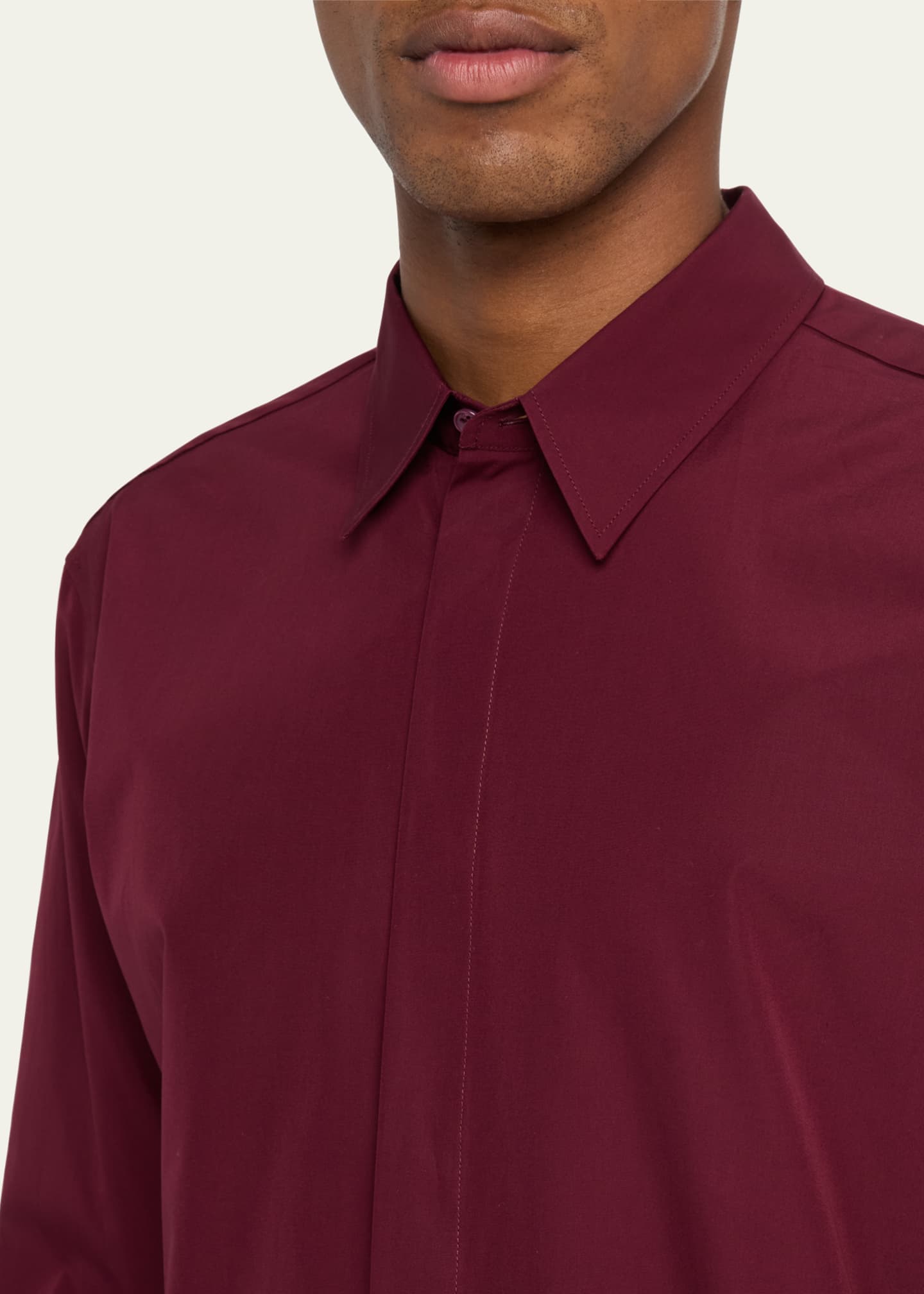 Gabriela Hearst Men's Nicolas Cotton Concealed-Placket Sport Shirt Image 5 of 5