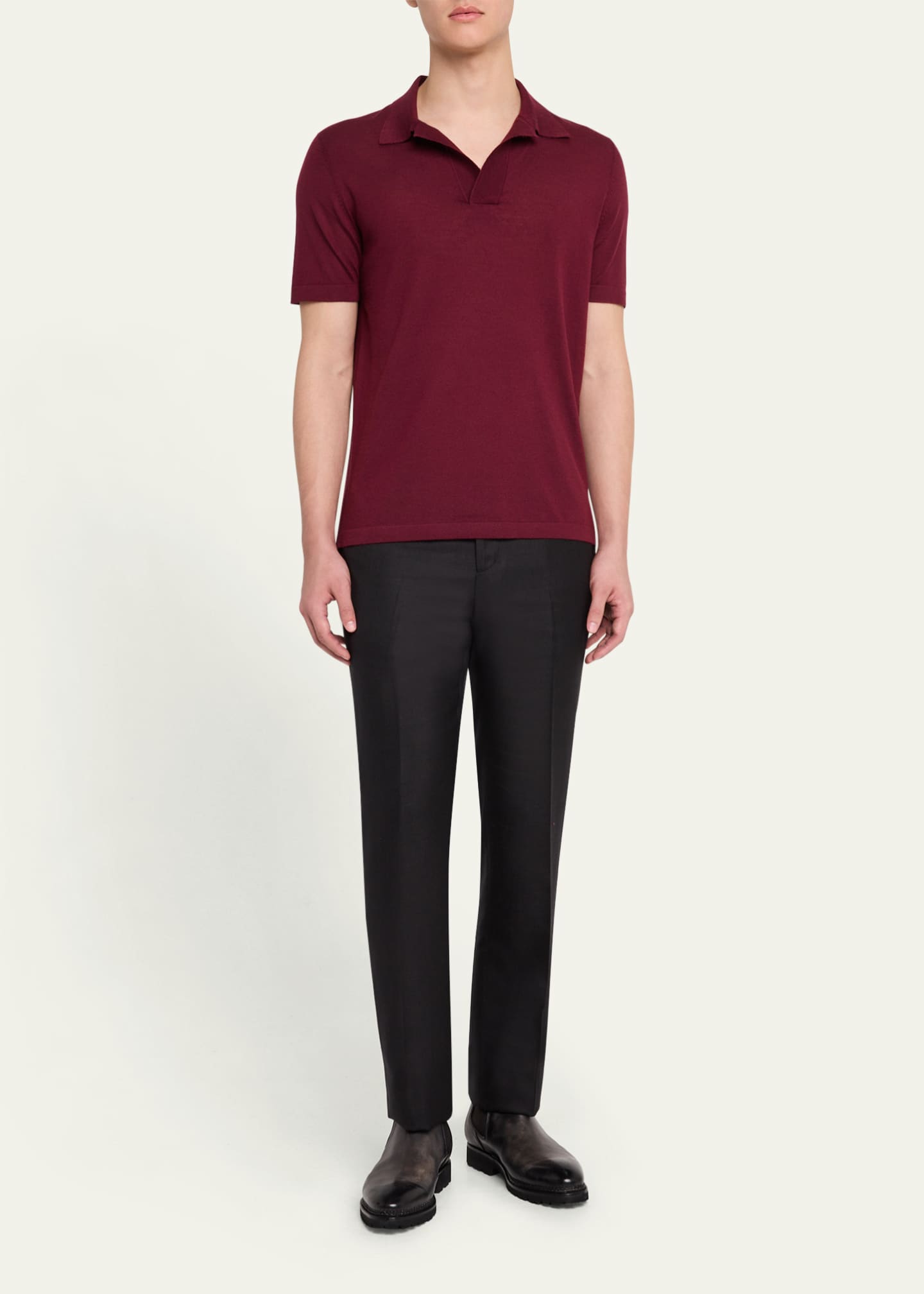 Gabriela Hearst Men's Stendhal Cashmere Knit Polo Shirt Image 2 of 5