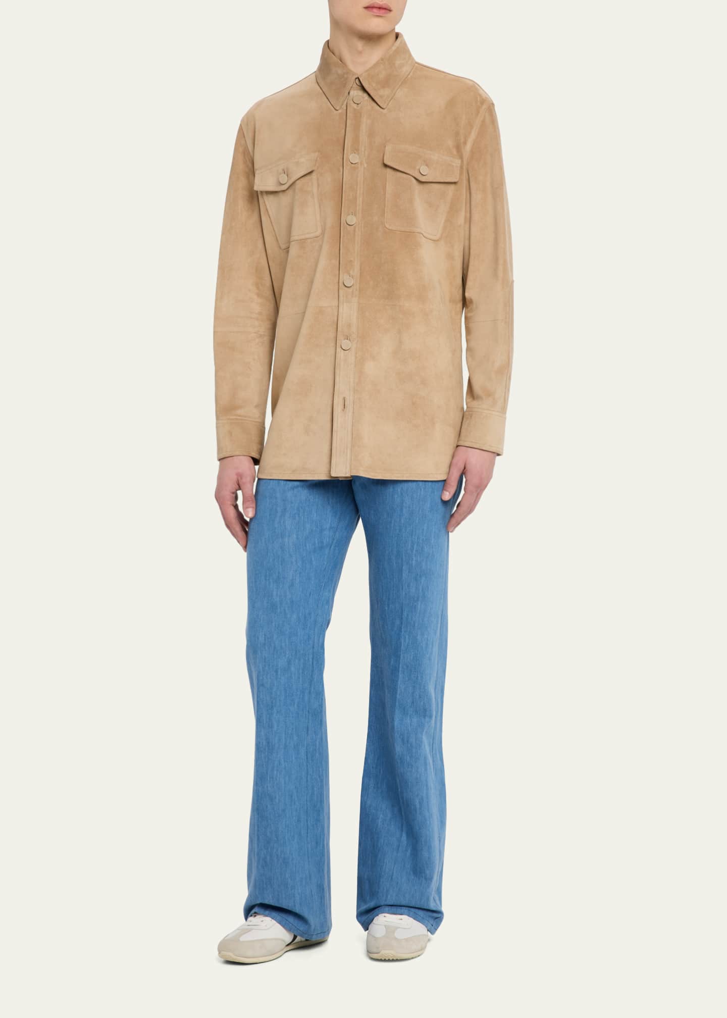 Gabriela Hearst Men's Lucas Suede Overshirt Image 2 of 5