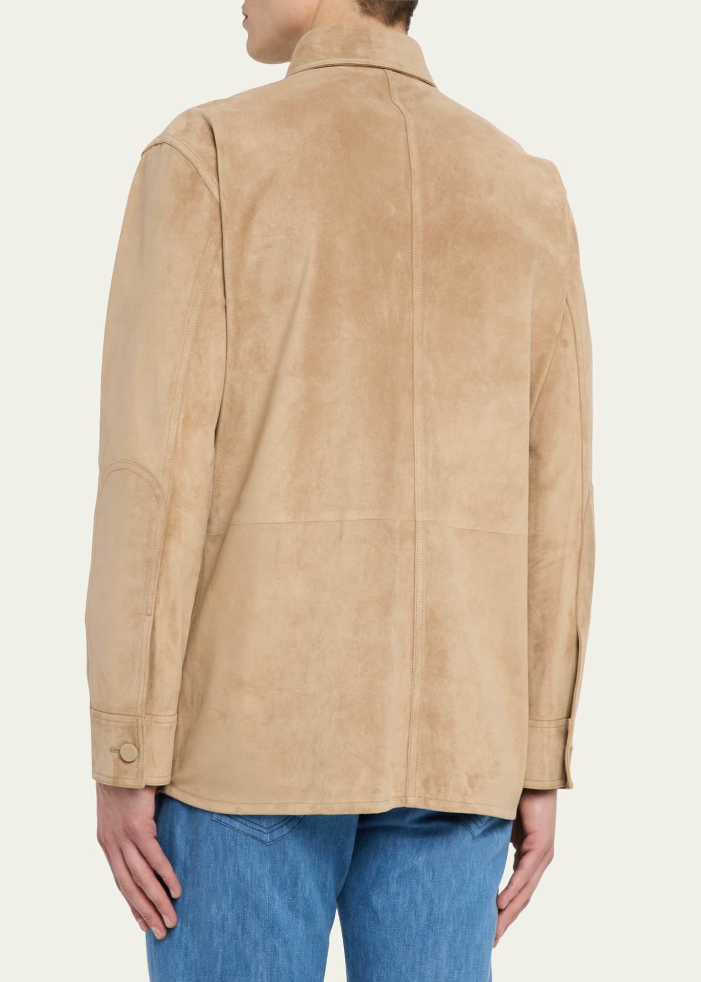 Gabriela Hearst Men's Lucas Suede Overshirt Image 3 of 5