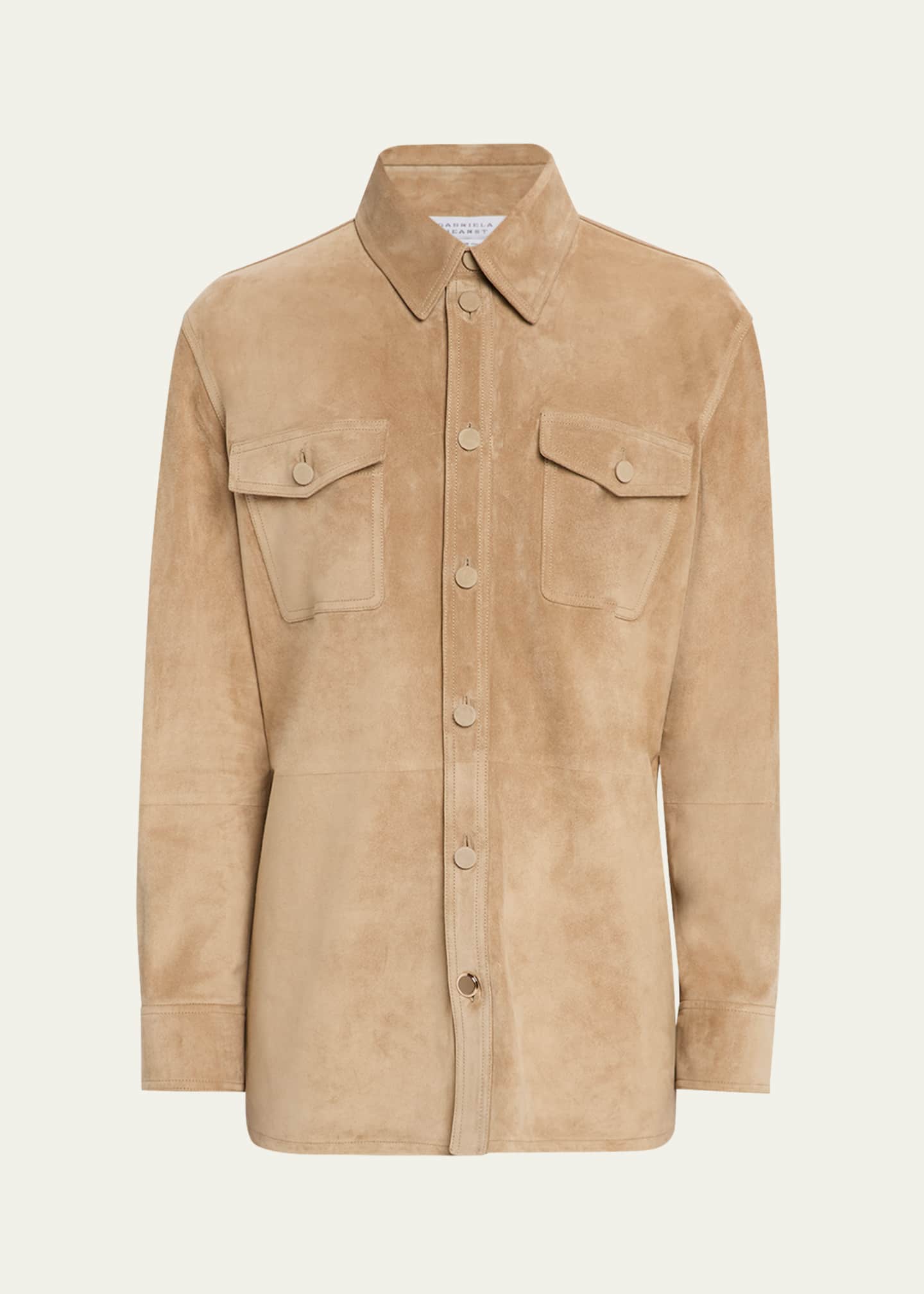 Gabriela Hearst Men's Lucas Suede Overshirt Image 1 of 5