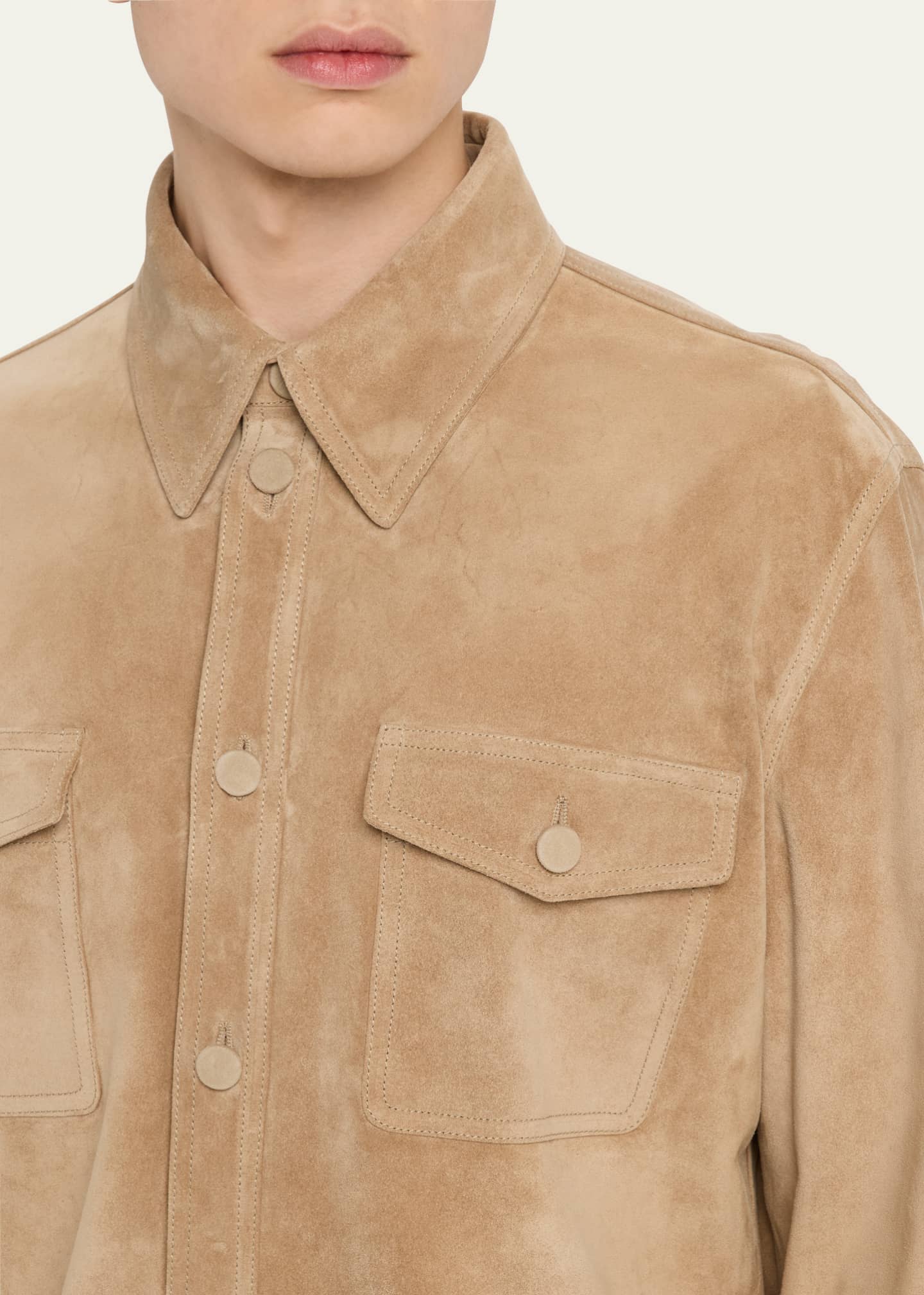 Gabriela Hearst Men's Lucas Suede Overshirt Image 5 of 5