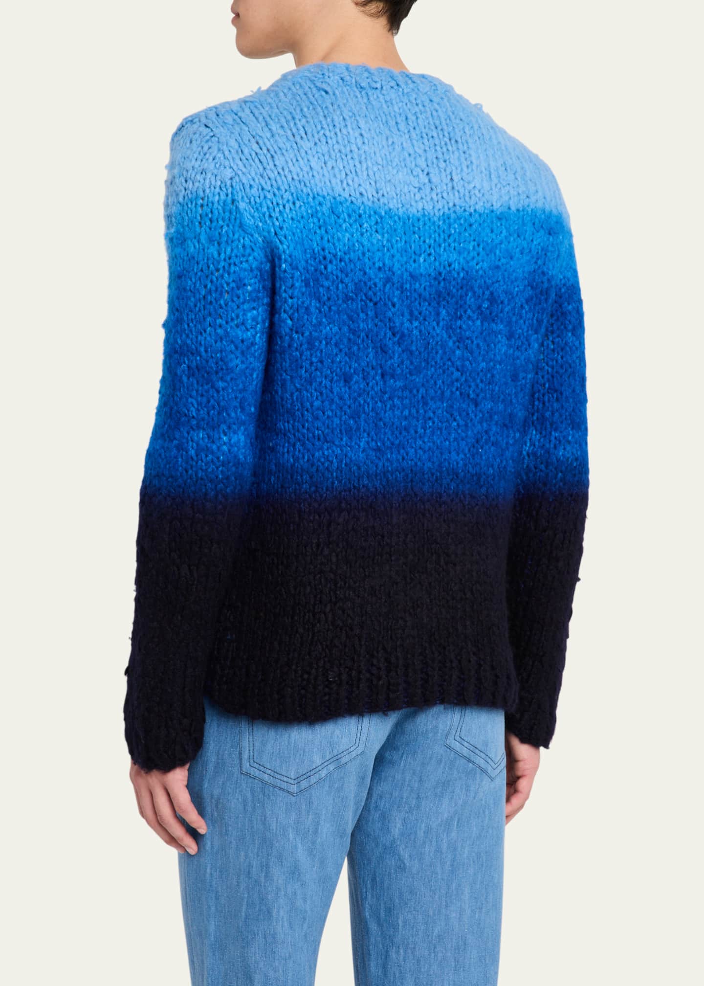 Gabriela Hearst Men's Aion Cashmere Dip-Dye Knit Crewneck Sweater Image 3 of 5
