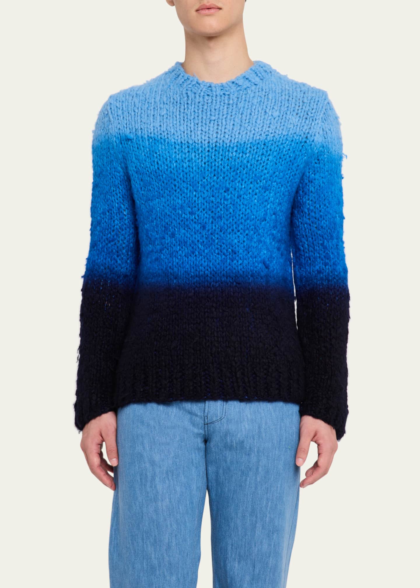 Gabriela Hearst Men's Aion Cashmere Dip-Dye Knit Crewneck Sweater Image 4 of 5